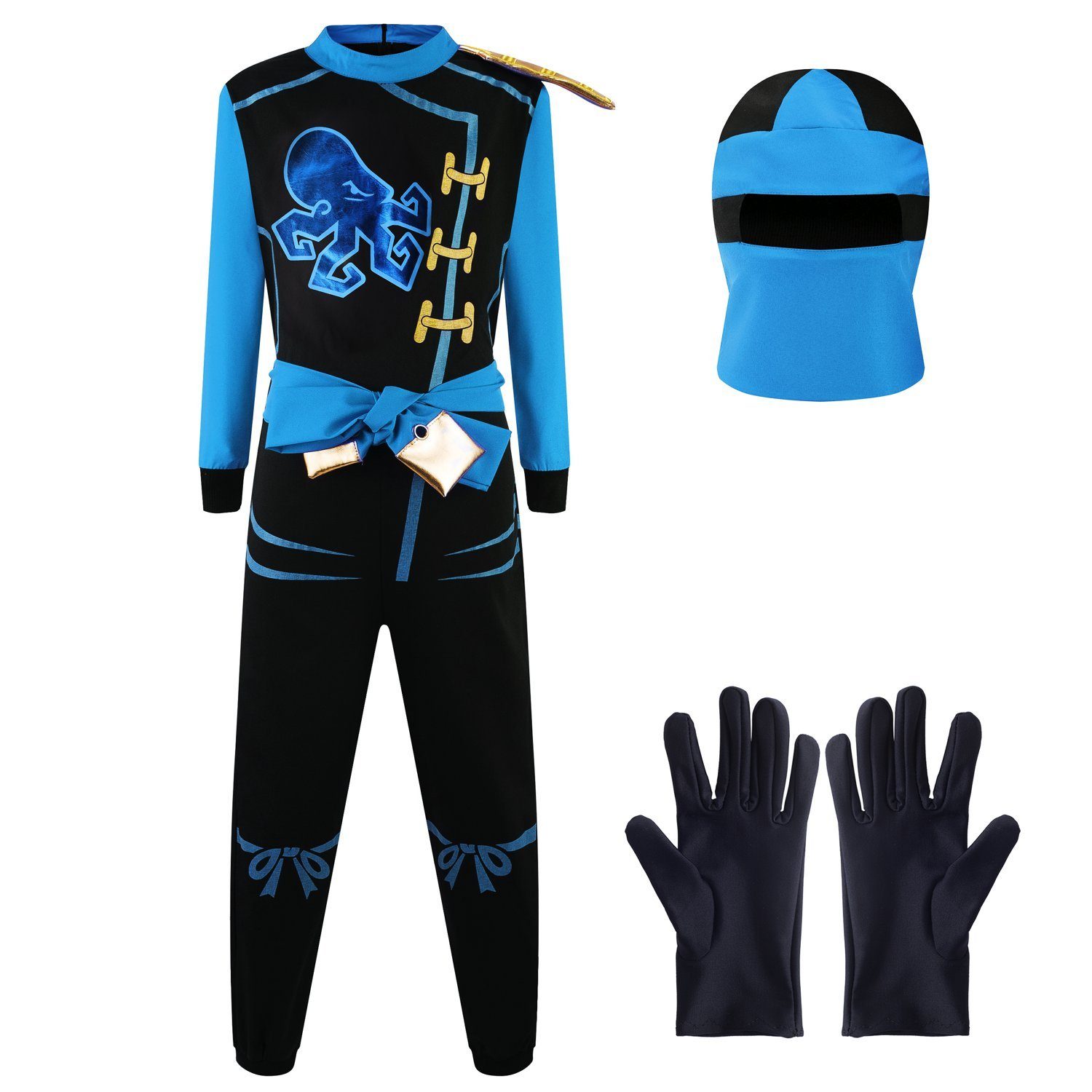 Katara Partyanzug Kinderkostüm Ninja Krieger für Jungs und Mädchen, mit Maske und Handschuhen, Fasching, Karneval, Halloween, Verkleidung