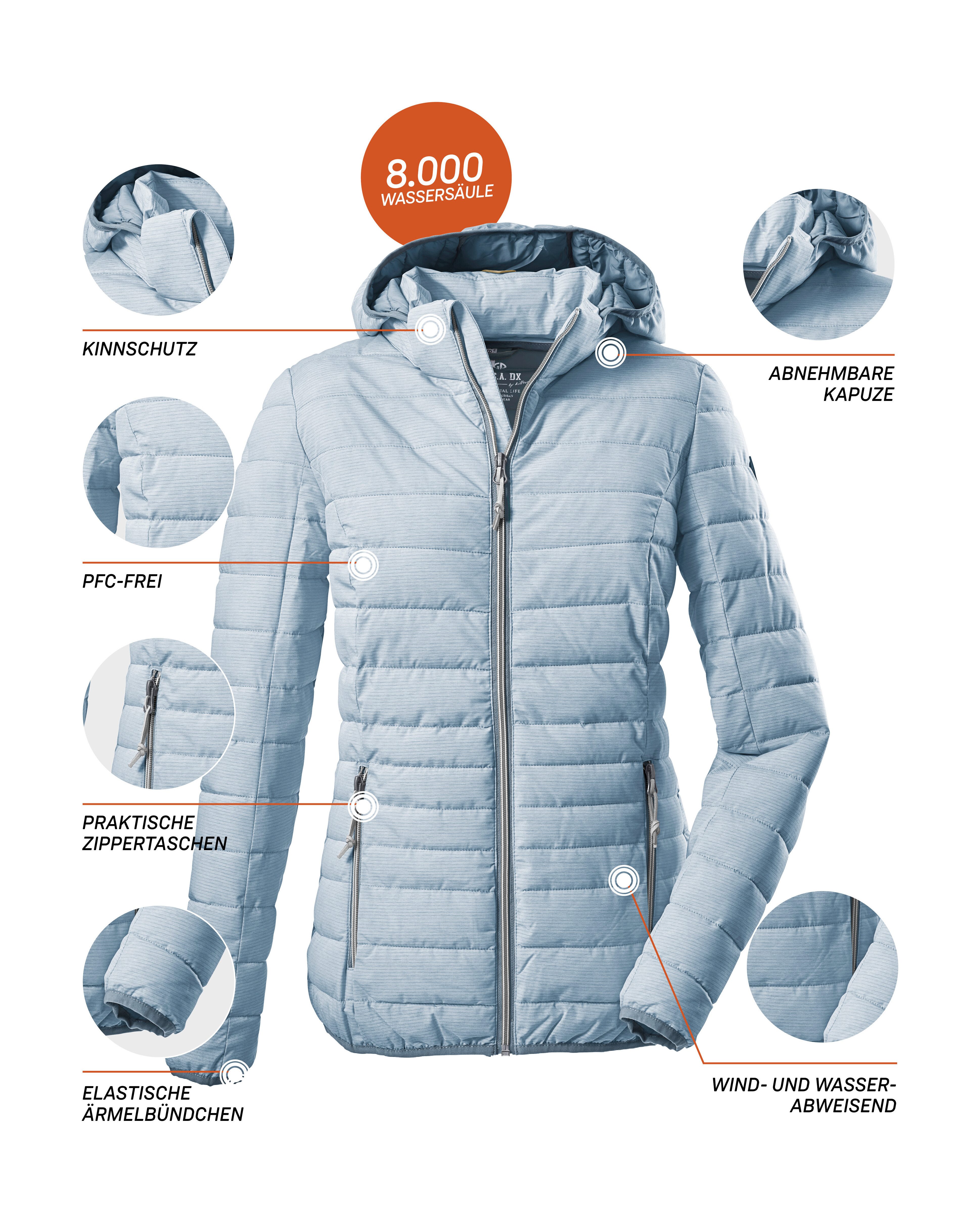 G.I.G.A. DX by killtec Steppjacke Uyaka Stripe Leichte, warme Steppjacke mit abnehmbarer Kapuze und Zipper-Taschen