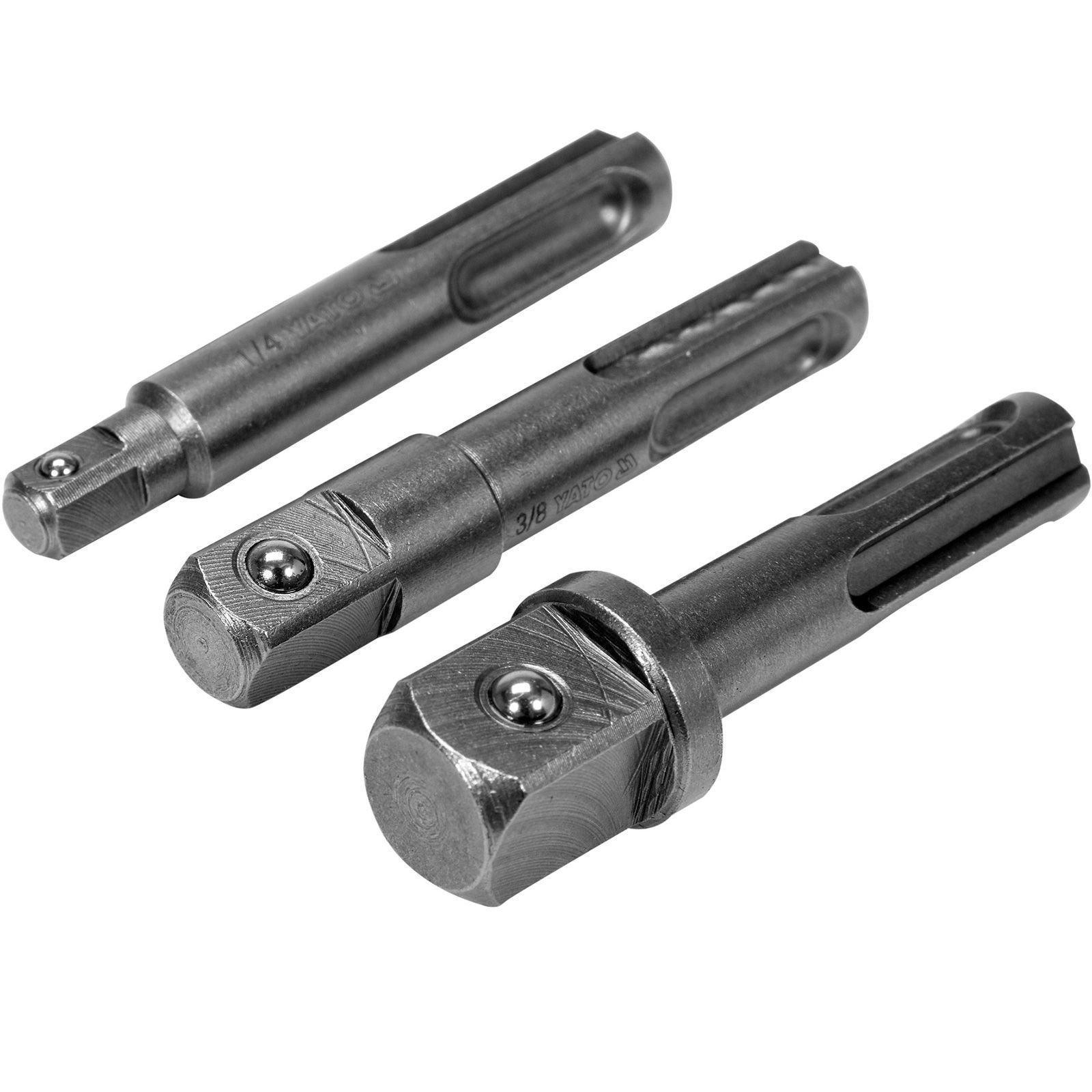 Bohrer- und Bit-Set Steckschlüssel Adapter 3 tlg. SDS- Plus Schaft 1, 2“ 1, 4“ 3, 8“ YT-04686, (3 tlg)