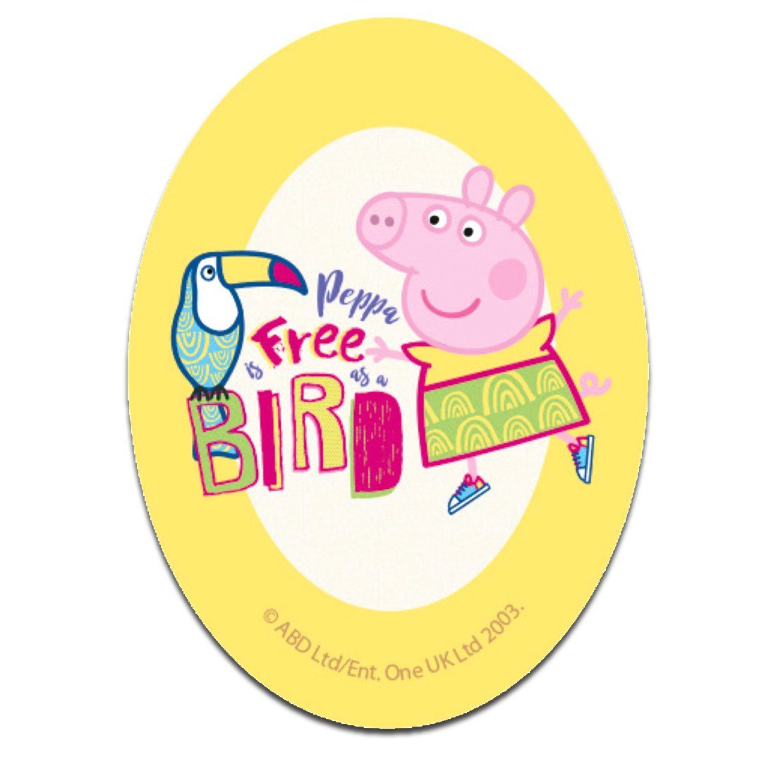 Peppa Pig Пластырь, Polyester, Peppa Wutz © oval Free as a Bird - Пластырь, Bügelbild, Aufbügler, Applikationen, Patches, Flicken, zum aufbügeln, Größe: 11 x 8 cm