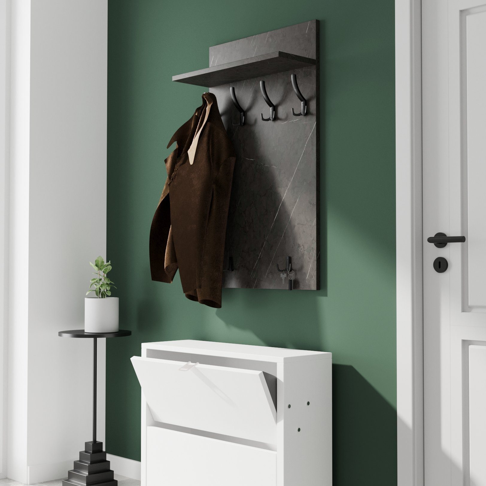 AKKE Garderobenhalter, MAXI Große Garderobe Schwarze Haken 2mm PVC Kantenum günstig online kaufen