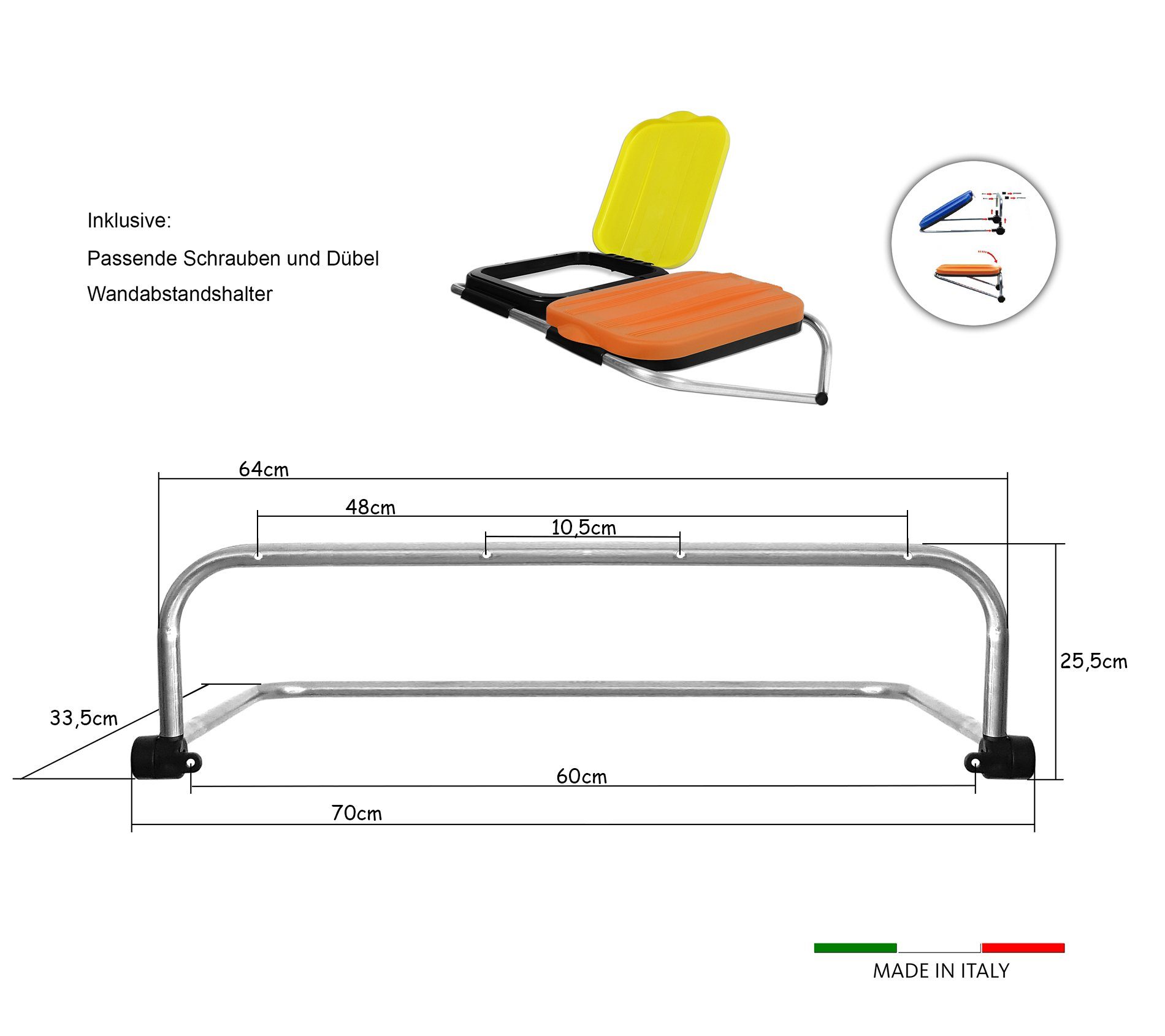 GELB Abfalleimer Halter Müllsackständer Wand ORANGE Orange. Mülleimer Gelb BigDean Sack 2-fach