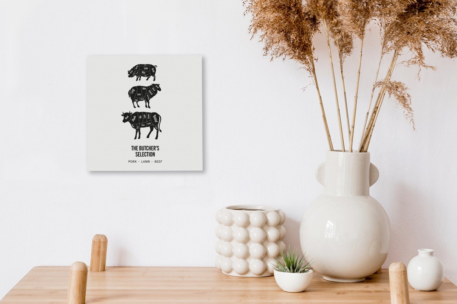 OneMillionCanvasses® Leinwandbild Fleisch - Tiere (1 Küche, Leinwand Wohnzimmer für Bilder Kuh - - St), Schlafzimmer