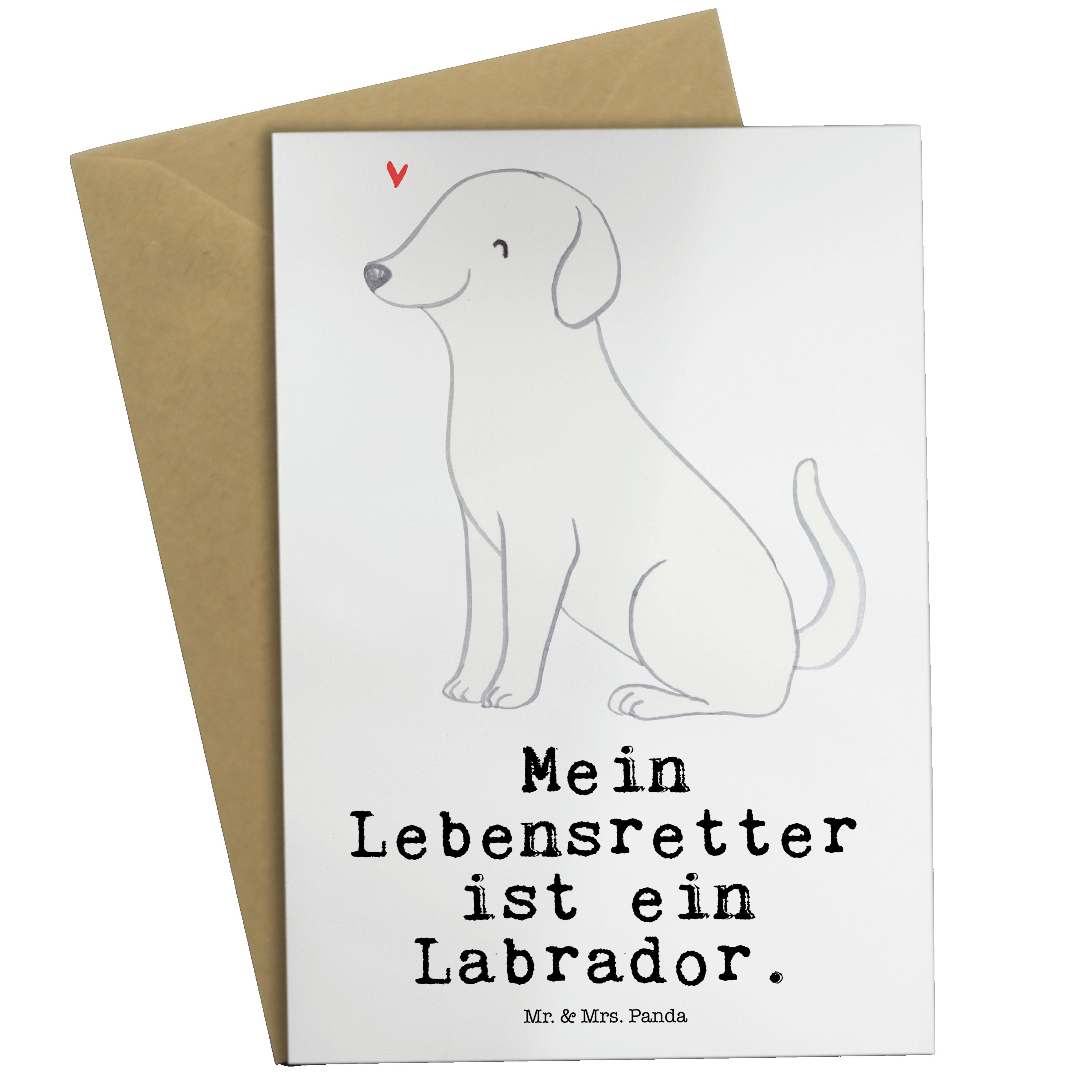Mr. & Mrs. Panda Grußkarte Labrador Lebensretter - Weiß - Geschenk, Hochzeitskarte, Hund, Karte