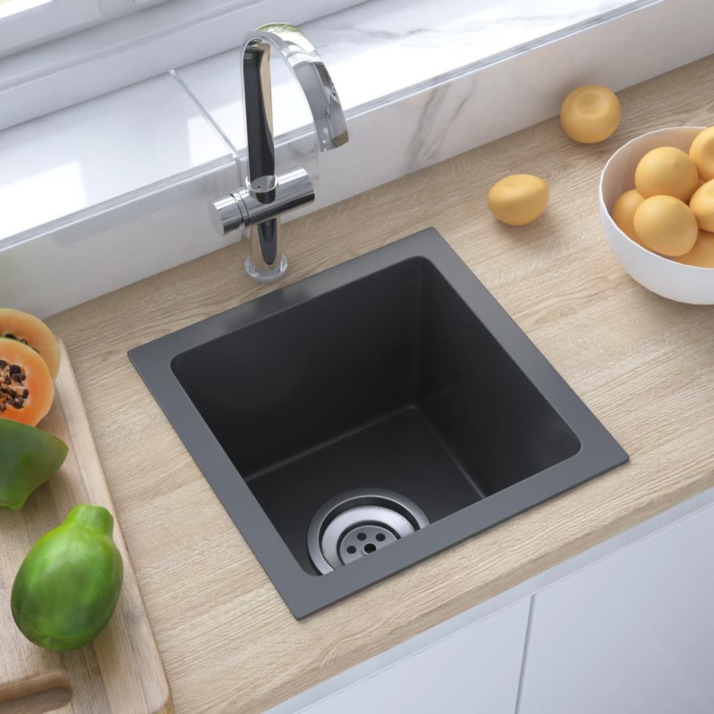 vidaXL Kitchen Sink Black - 30 x 30 x 20 cm Kitchen Sink Rectangular Built-in Sink Black, 30/30 cm