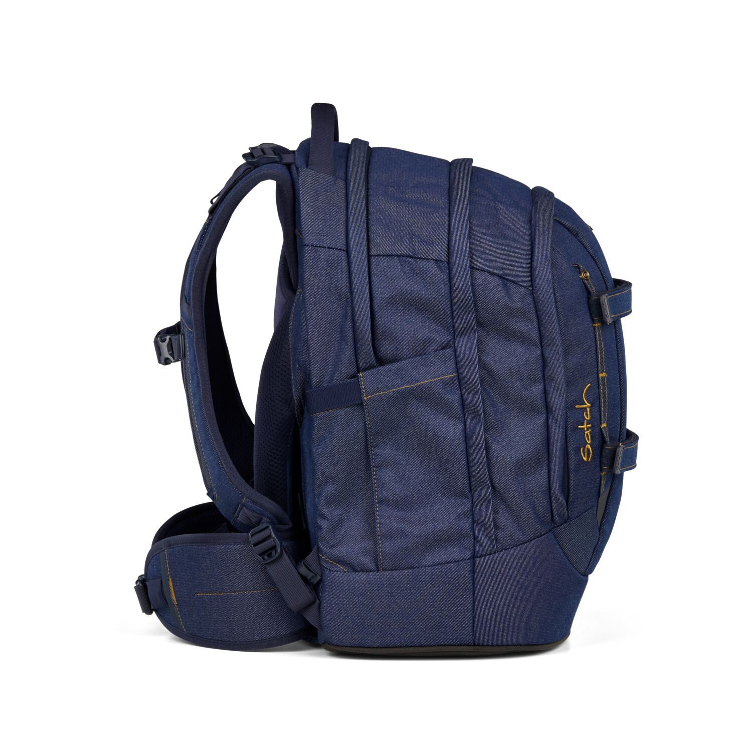 Satch Schulranzen Schulrucksack-Set PACK Denim Blue 3-teilig, Kollektion 2025 (3-teilig), ergonomisch, Your-Size-System: auf Körpergröße anpassbar – Bild 4 von 5