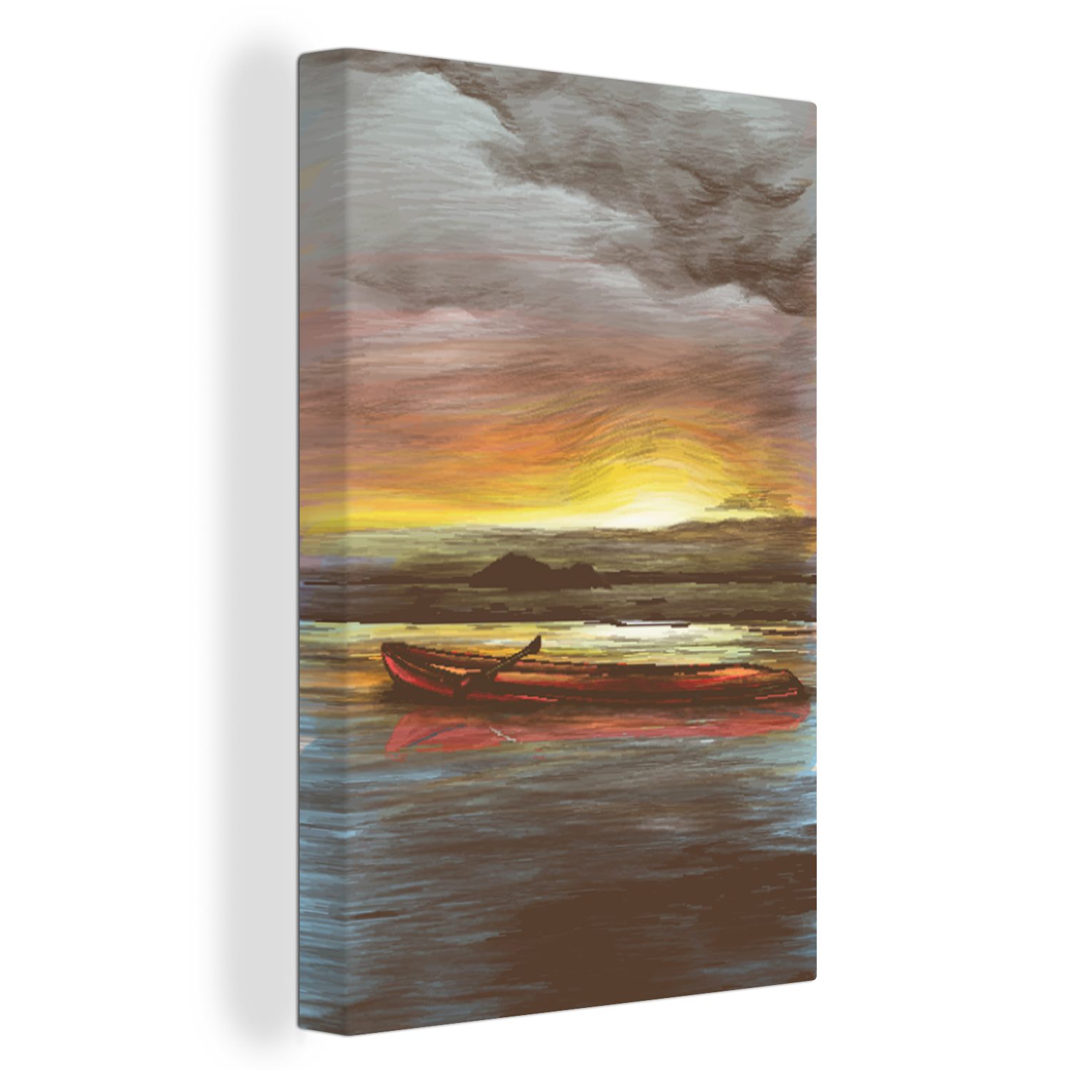 OneMillionCanvasses® Leinwandbild Boot - Meer - Sonne, (1 St), Leinwandbild fertig bespannt inkl. Zackenaufhänger, Gemälde, 20x30 cm