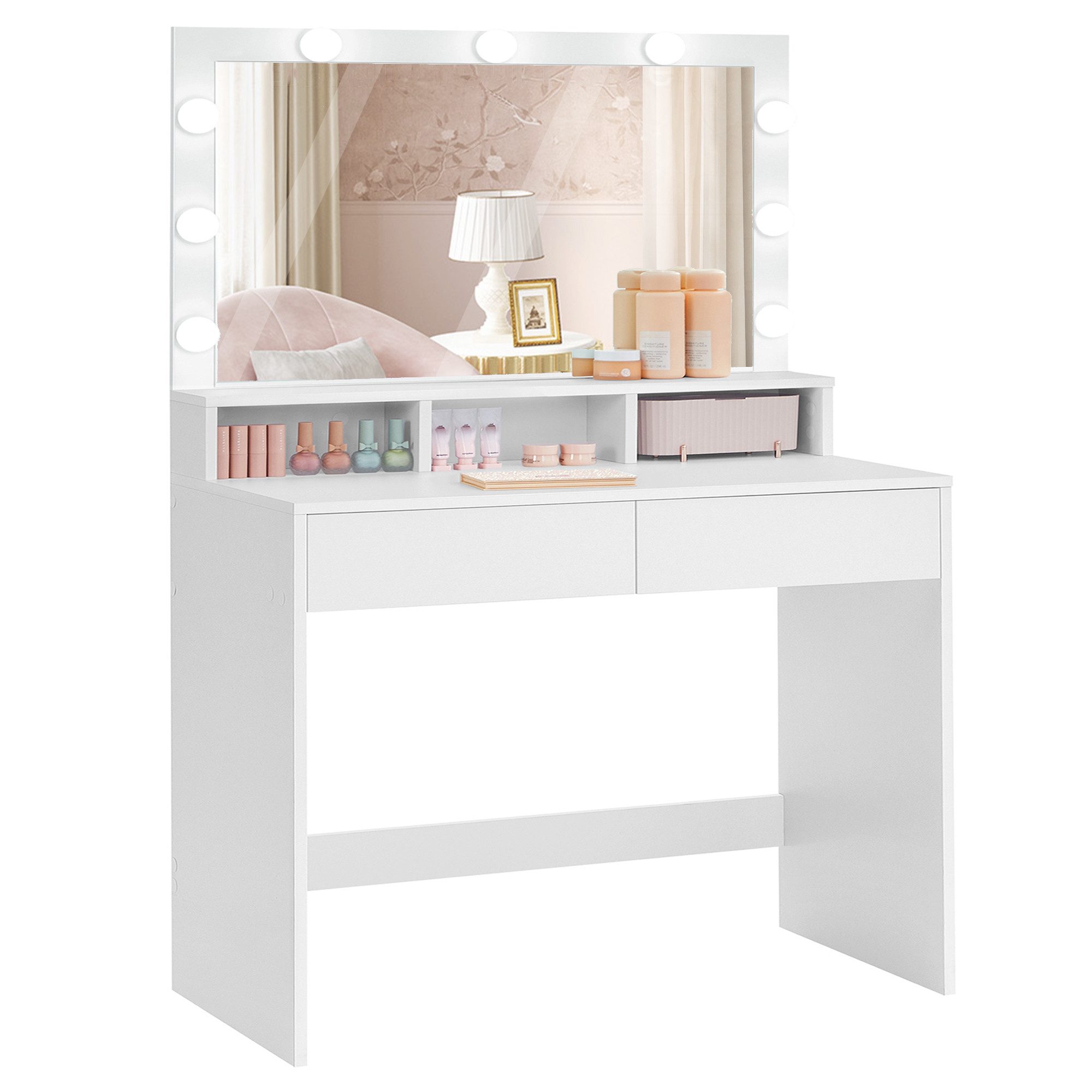 VASAGLE Schminktisch mit LED-Beleuchtung, einstellbare Helligkeit, Frisiert günstig online kaufen