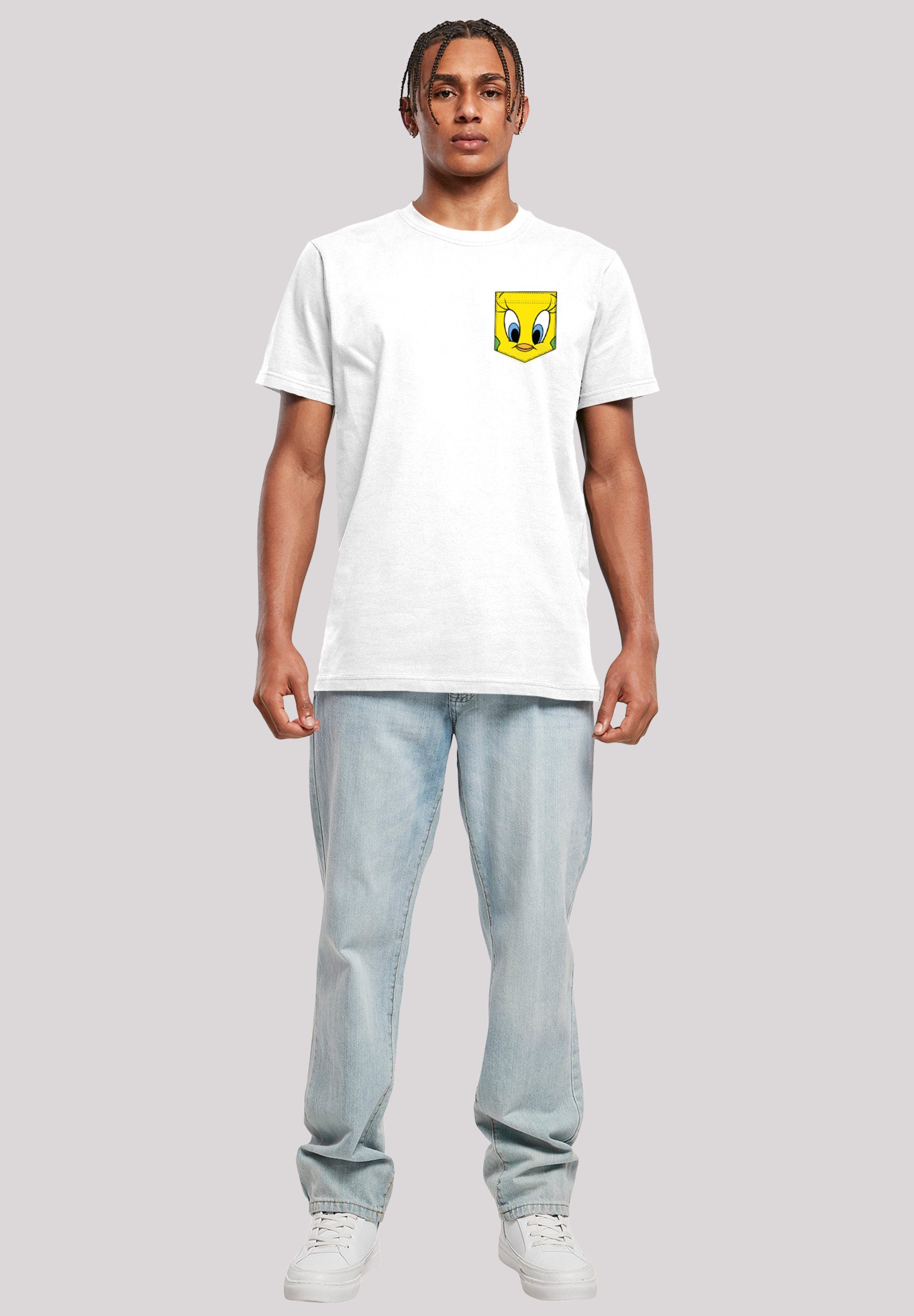 Looney Pie T-Shirt Tweety Faux F4NT4STIC Print weiß Tunes Pocket