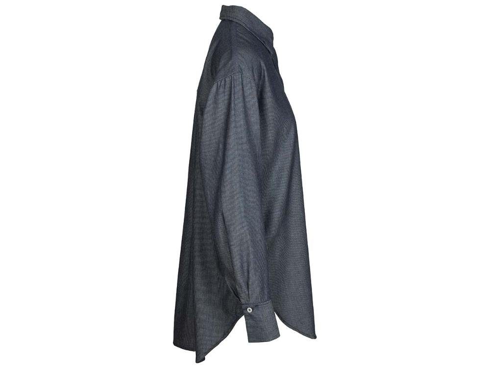 MELA Blusentop MELA Bio-Damen-Oversized-Bluse chambray dunkelblau 'Tanu' versteck mit