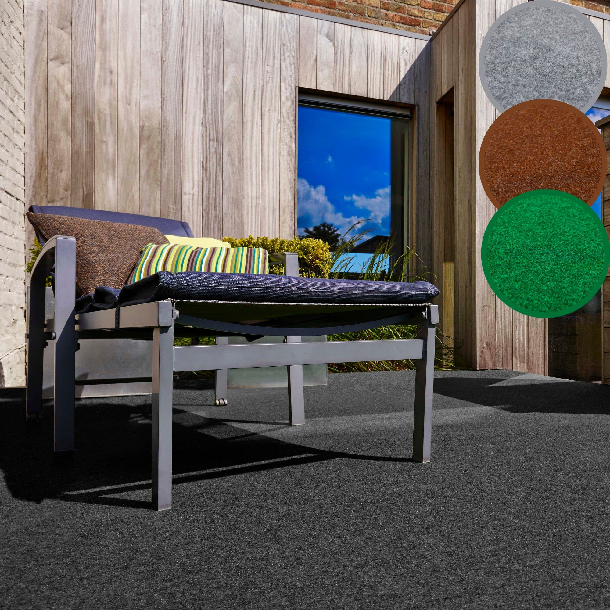 Andiamo Для искусственного газона Edinburgh, Made in Netherlands, rechteckig, Höhe: 4 mm, aus Nadelfilz, mit Drainagenoppen, für Balkon, Terasse, Wintergarten