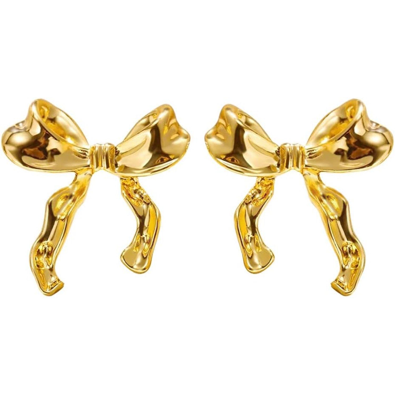 MAGICSHE Paar Ohrstecker Schleifen-Ohrringe Bogen Ohrstecker Gold