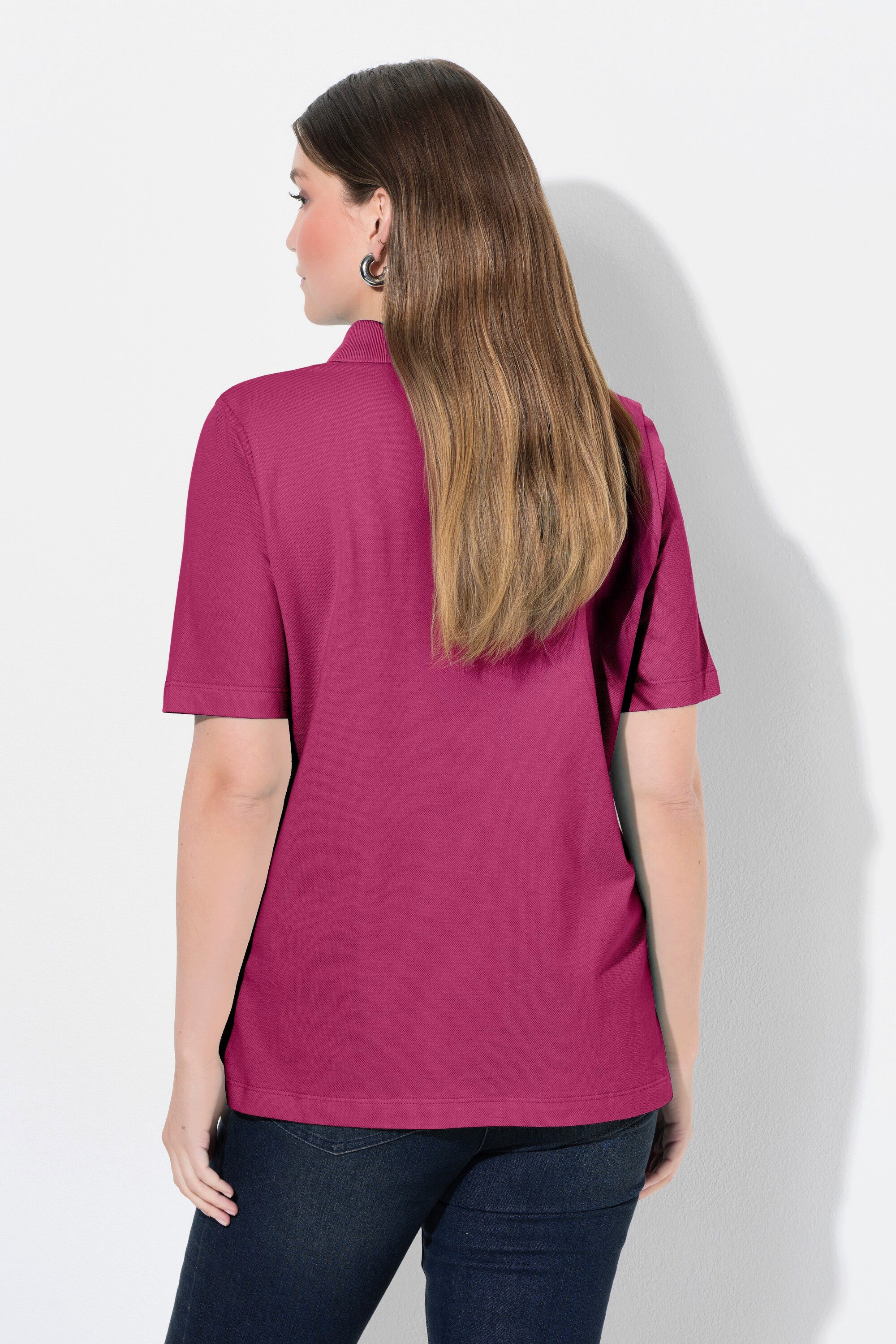 Ulla Popken Poloshirt Poloshirt längere Knopfleiste Polokragen Halbarm