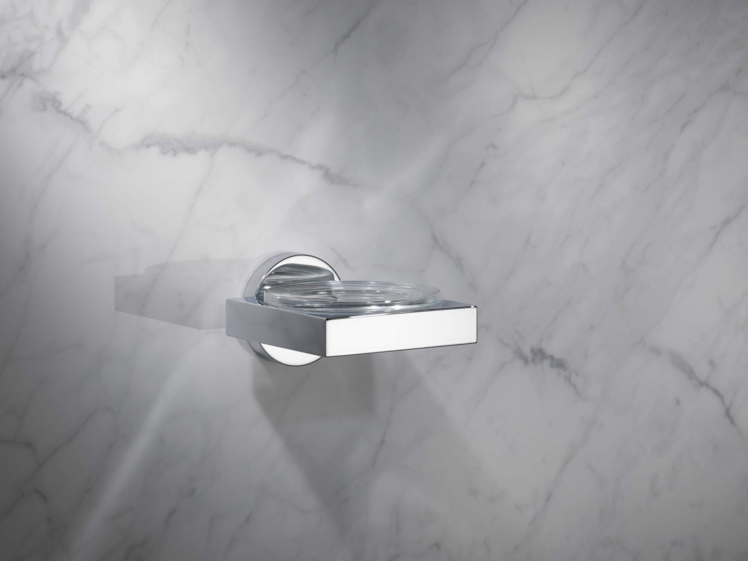 Keuco Seifenspender Edition 90, Metall chrom glänzend, Kristall-Glas klar, für Badezimmer, Wandmontage