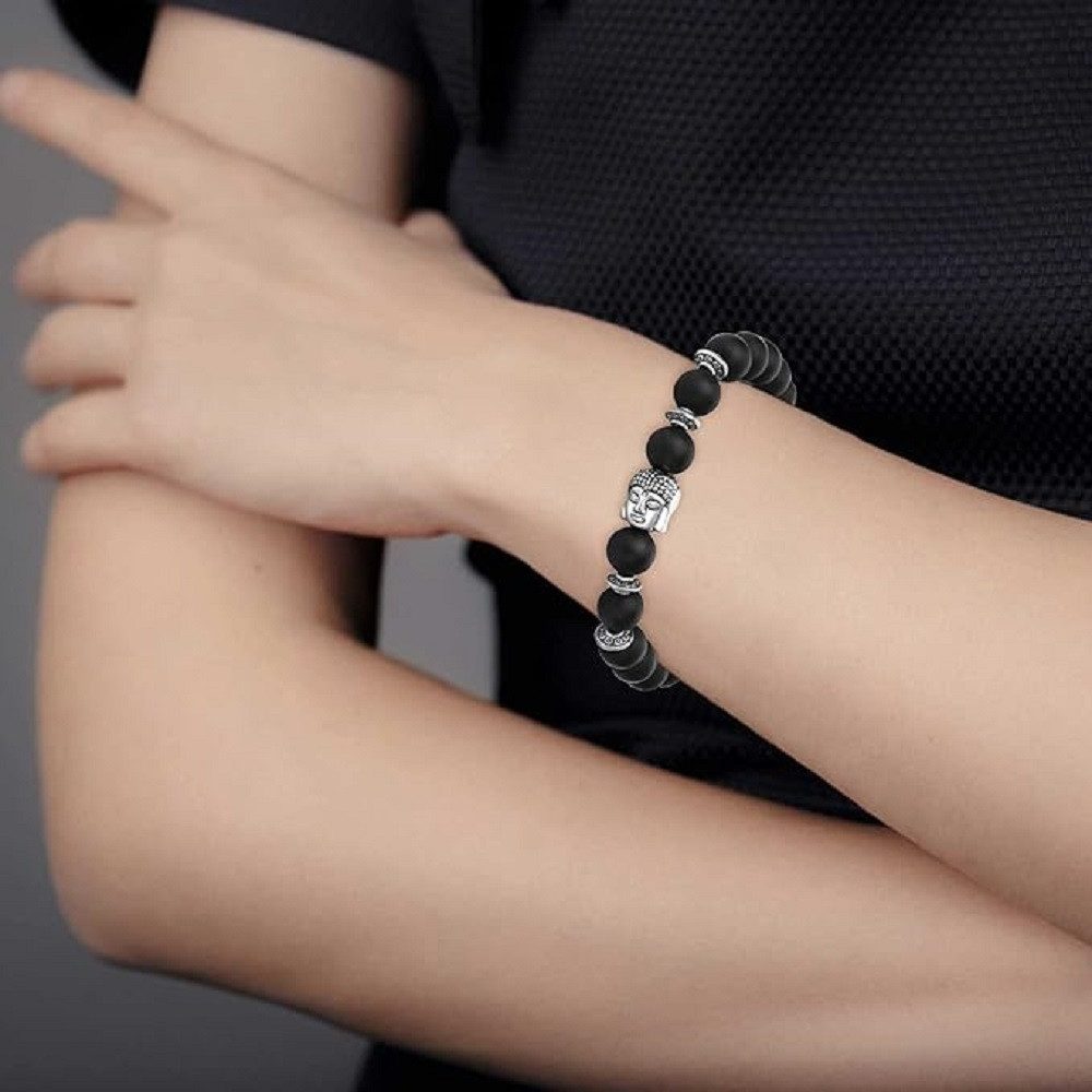 RAIKOU Armband aus schwarzem Onyx Ø 8 mm (2 Stück) – Elastikband, handarbei günstig online kaufen