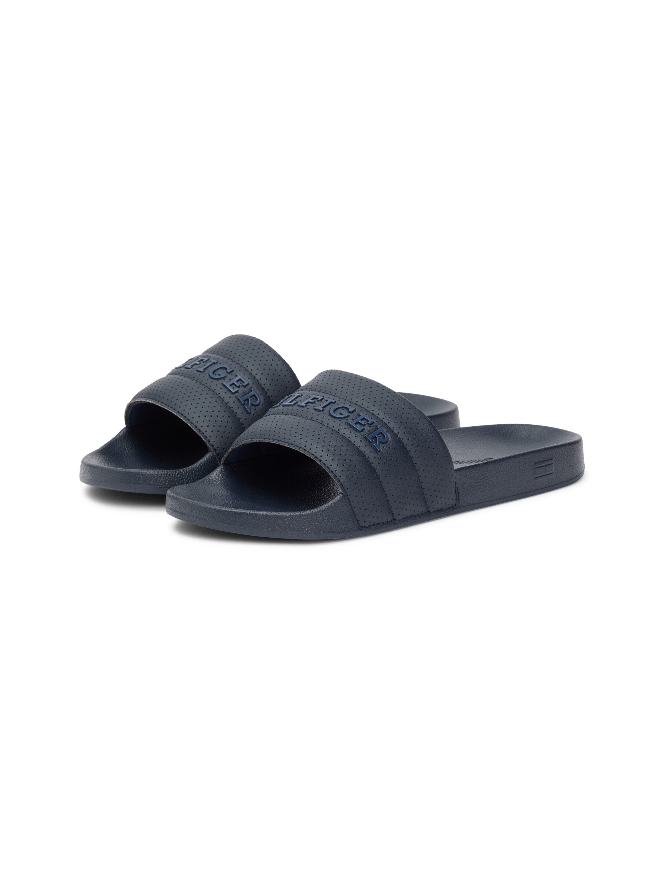 Tommy Hilfiger HILFIGER PAD PERF POOL SLIDE Pantolette, Sommerschuh, Badepantolette mit Logoschriftzug