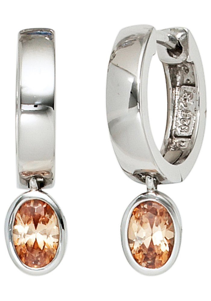 JOBO Paar Creolen, 925 Silber mit Zirkon...