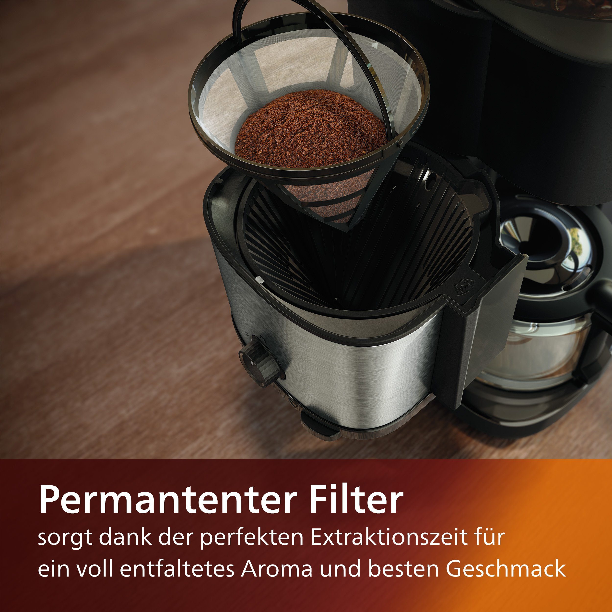 Philips Kaffeemaschine mit All-in-1 inkl. und Dosierung Duo-Kaffeebohnenbehälter, Brew, 1x4, Mahlwerk Smart mit Permanentfilter HD7900/50 Dosierlöffel