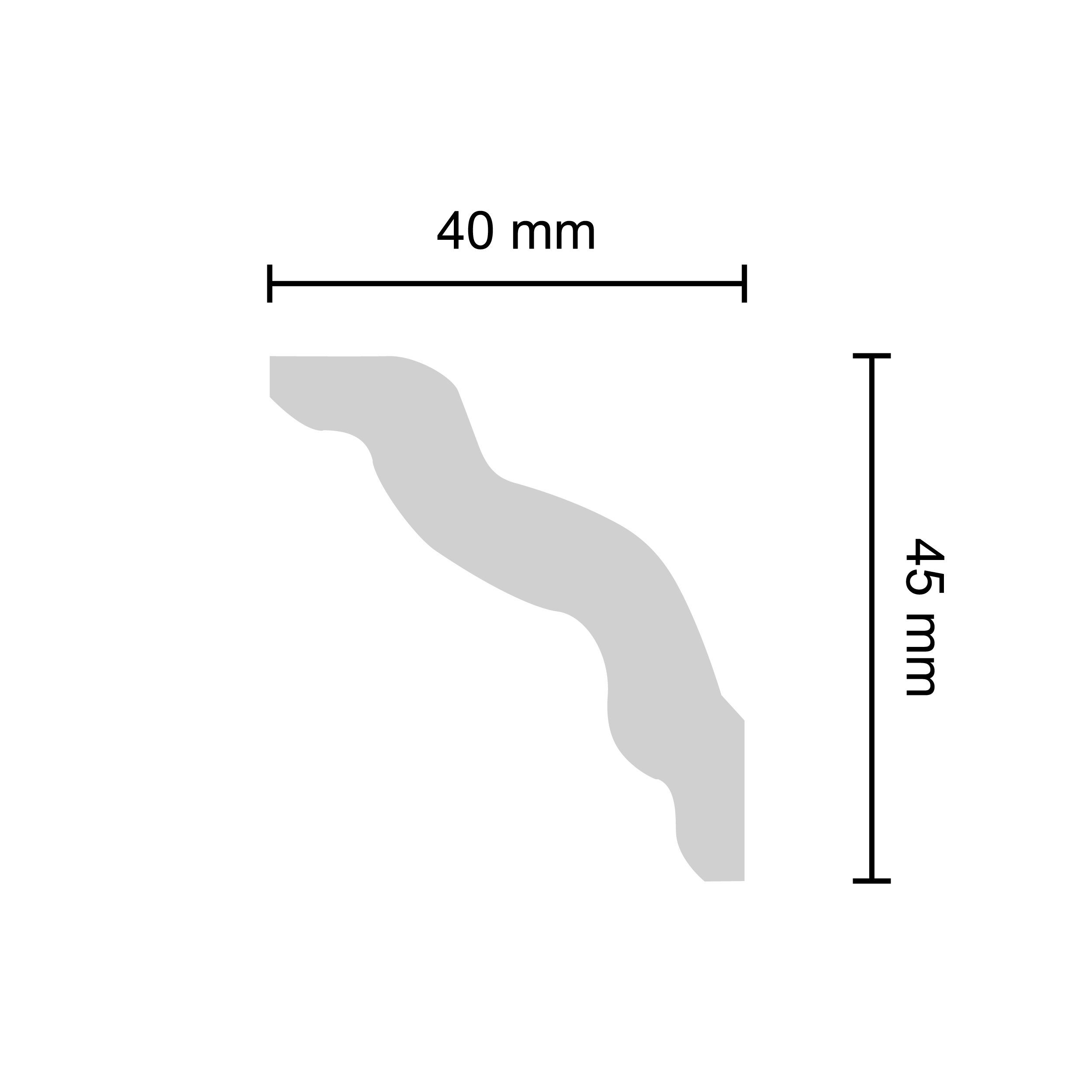 Decosa Zierleiste Decosa Zierprofil S50 (Sophie), 40 x 45 mm, 2 m - 01 Stück, Kleben, Polystyrol (Styropor)