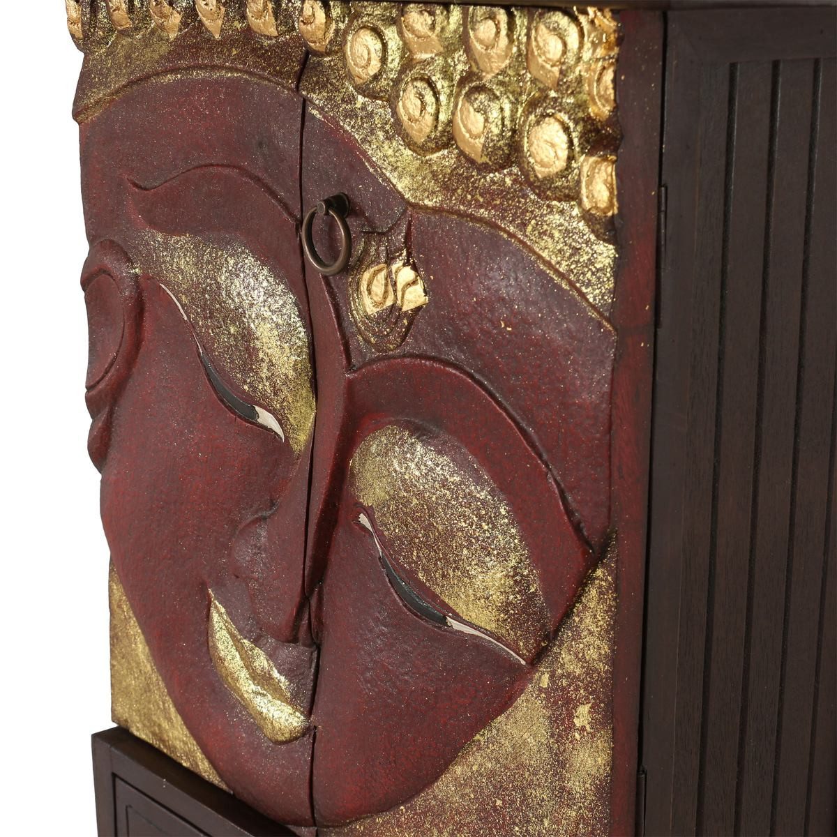 Oriental Galerie Mehrzweckschrank Buddha Schrank Rot 70 cm (1-St) Flurschrank, Asiatische Möbel