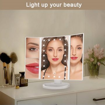 Intirilife LED-Lichtspiegel Schminkspiegel LED (Schminkspiegel mit LED in Weiß), Beleuchteter Kosmetikspiegel Makeup Tischspiegel