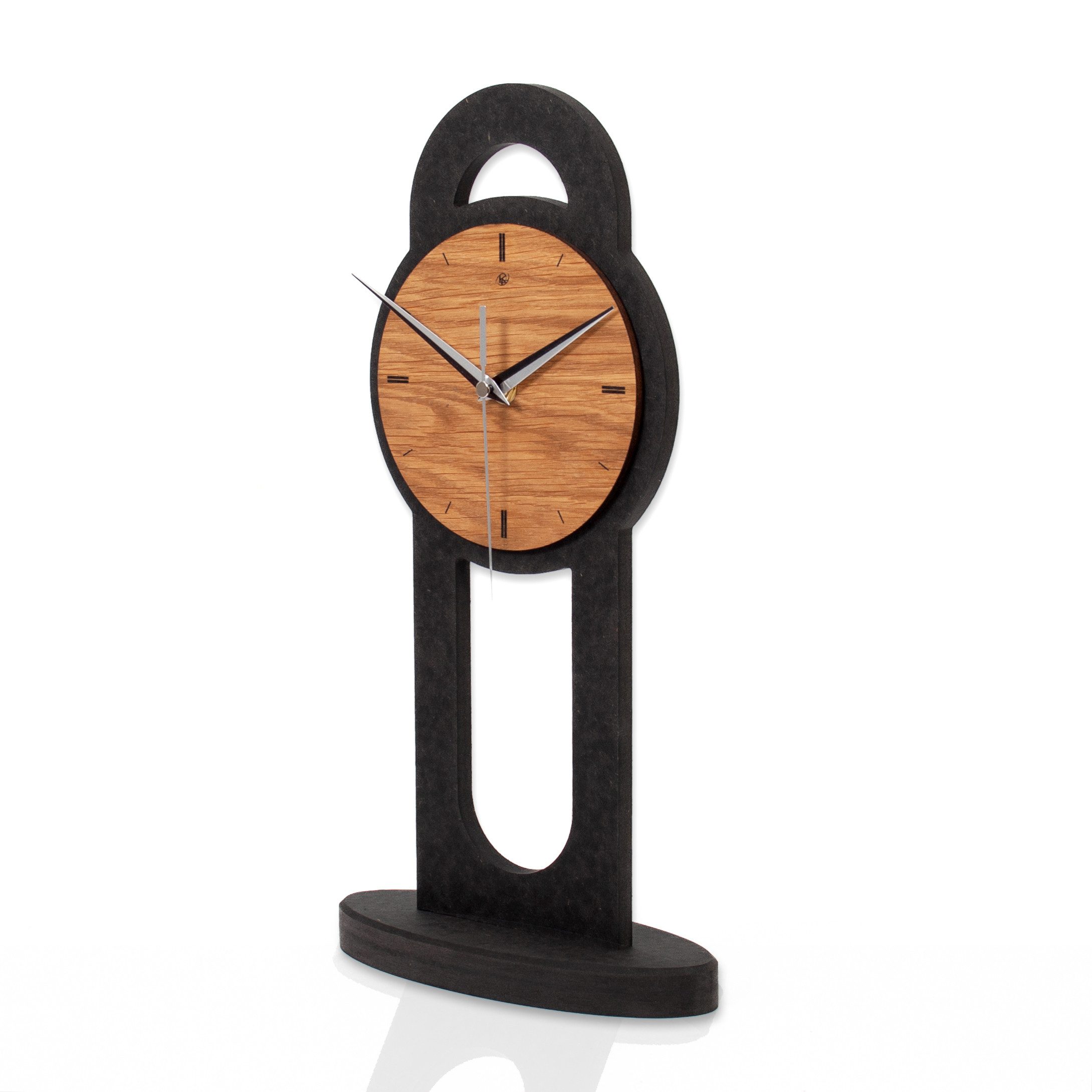 Kreative Feder Standuhr Standuhr „Brown Circle“ aus Holz, schwarze Tisch-Uh günstig online kaufen