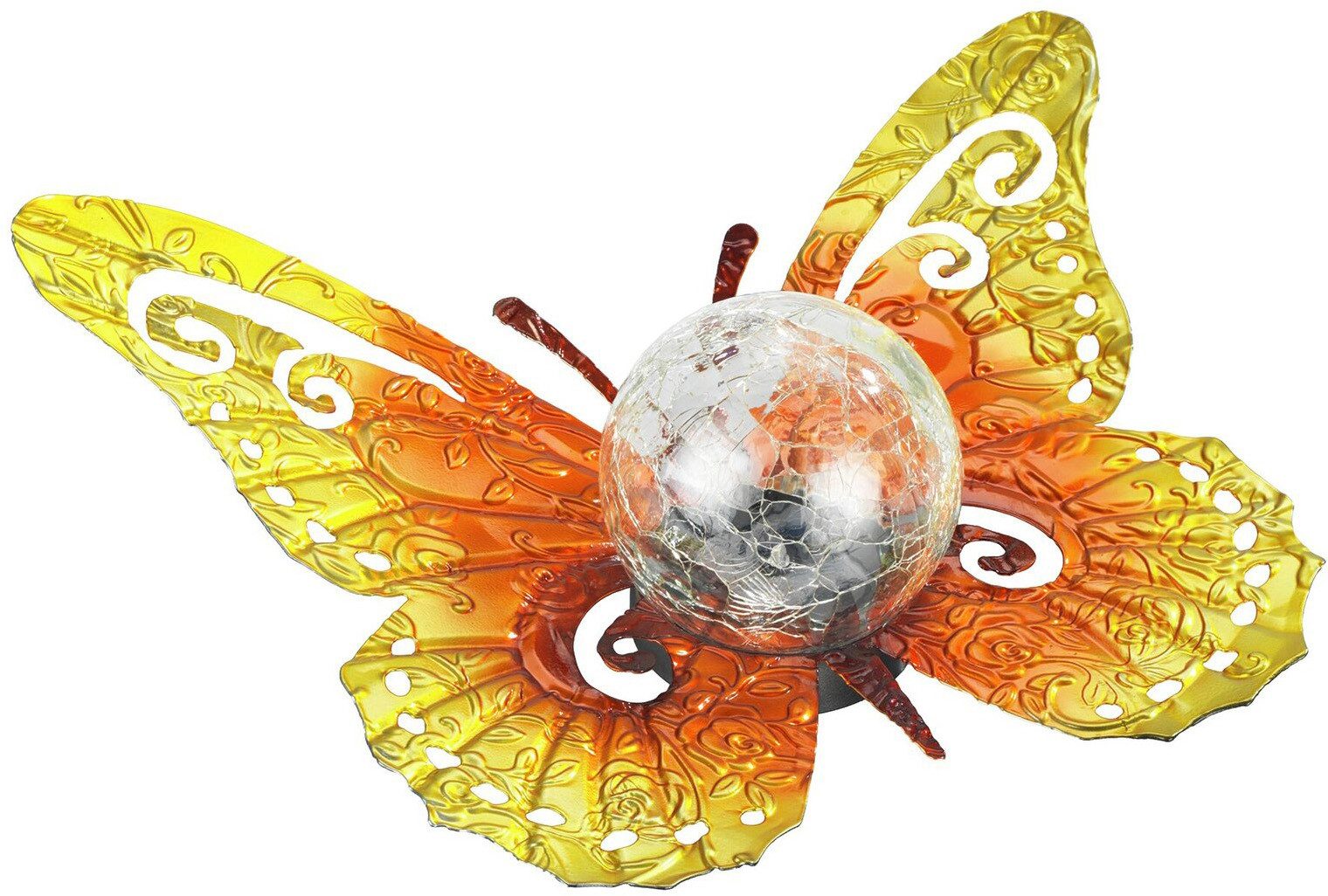 Maximex LED Gartenleuchte Modell Schmetterling, Ein-/Ausschalter, LED fest integriert, Warmweiß, dekorative Gartenbeleuchtung, solarbetrieben, witterungsbeständig