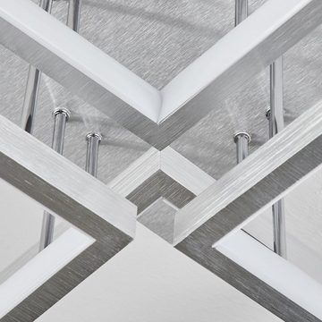 hofstein Deckenleuchte »Quadri« moderne Deckenlampe in Aluminium gebürstet/Weiß, 3000 Kelvin