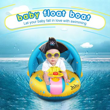 LENBEST Schwimmring Baby Schwimmring - Aufblasbare Baby Schwimmen Float Ring (mit Langlebigen Süßen Katzensonnenbrillen und Abnehmbarem Sonnendach für Kleinkinder, 1-tlg)