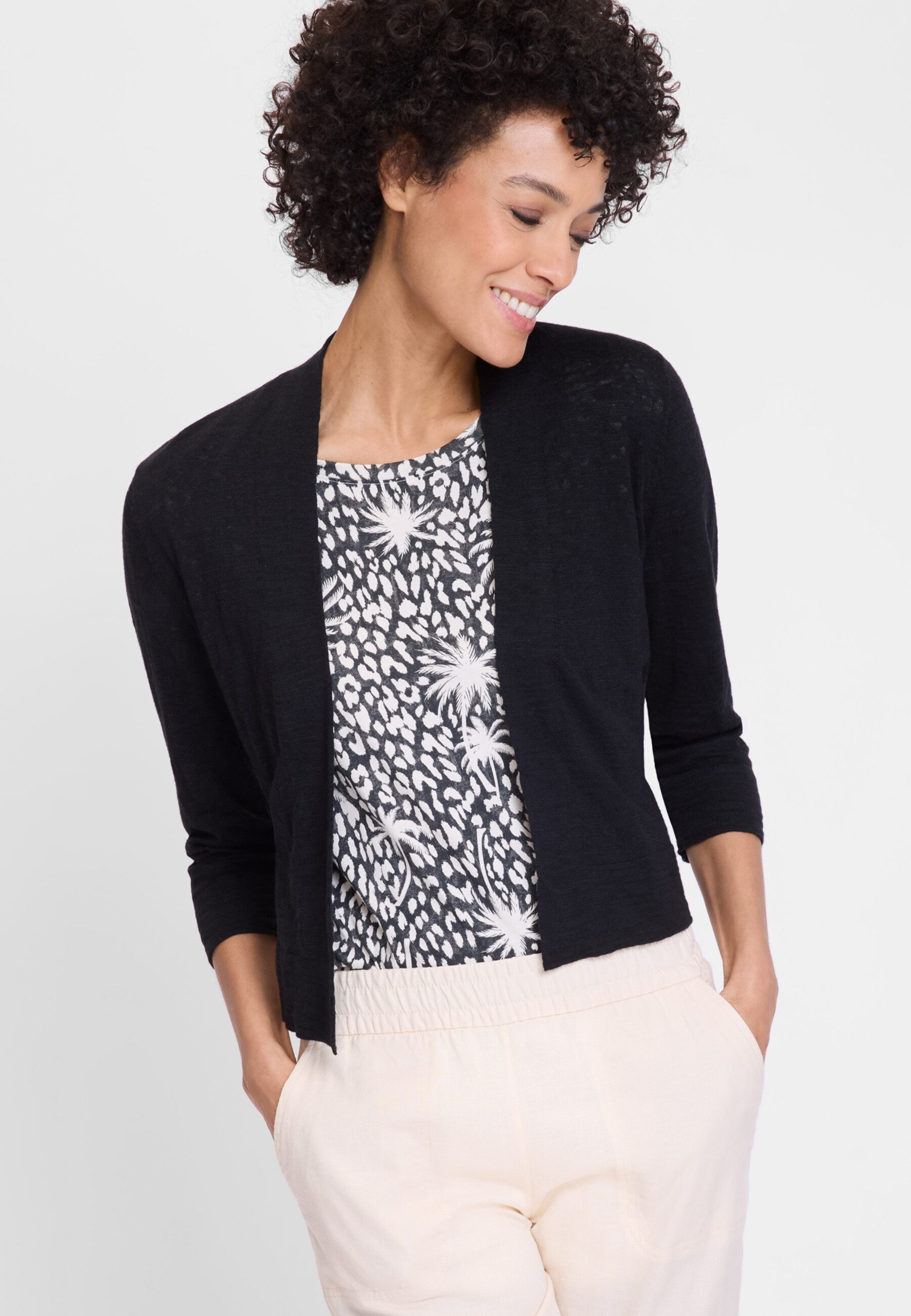 Olsen Cardigan mit Bindeband auf Taillenhöhe
