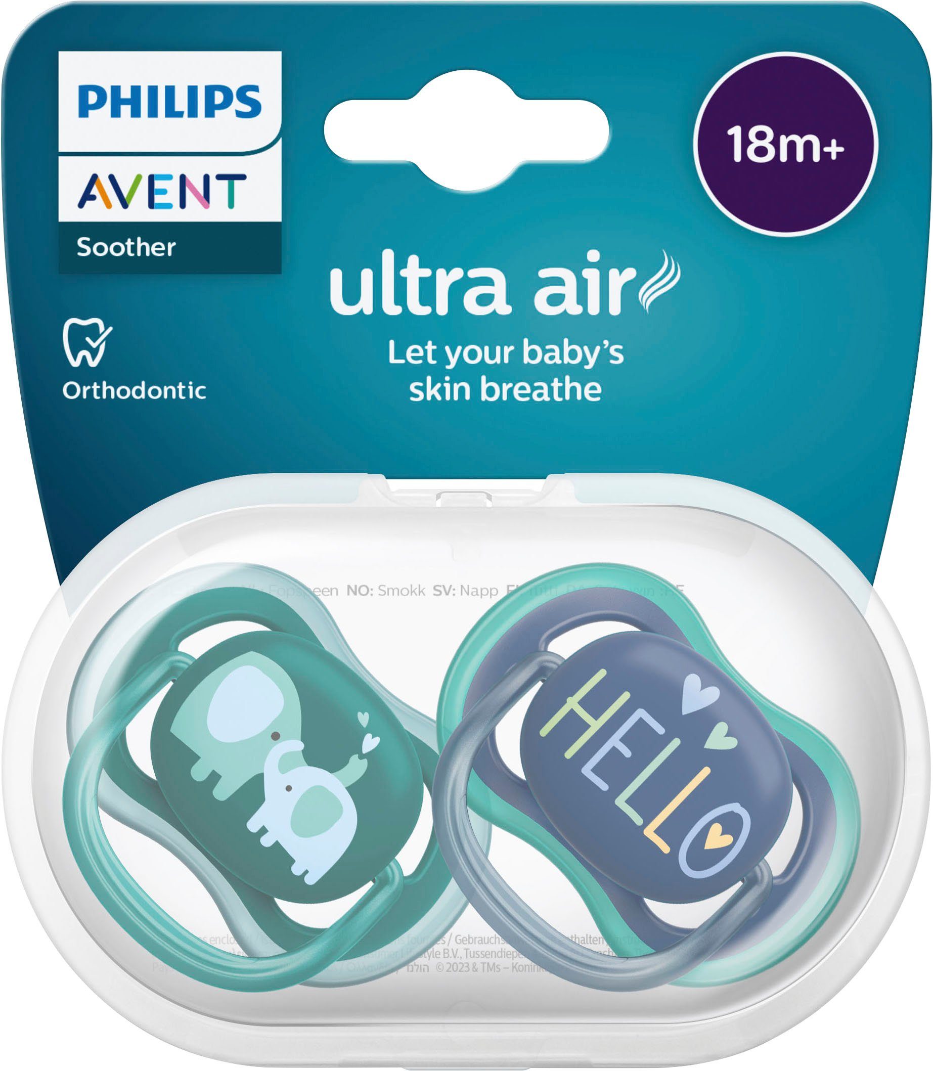 Philips AVENT Schnuller ultra air SCF349, Doppelpack, mit Transport- und Sterilisationsbox, ab dem 18. Monat