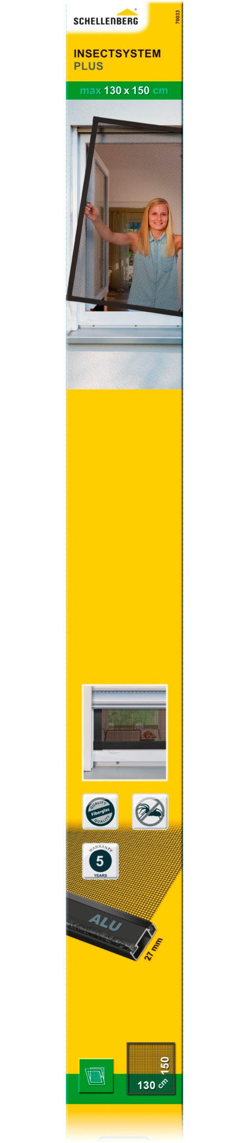 SCHELLENBERG Insektenschutz-Fensterrahmen Fliegengitter Fenster Plus, (Set, 1-St), aus Aluminium, 100 x 120 cm und 130 x 150 cm, anthrazit und weiß