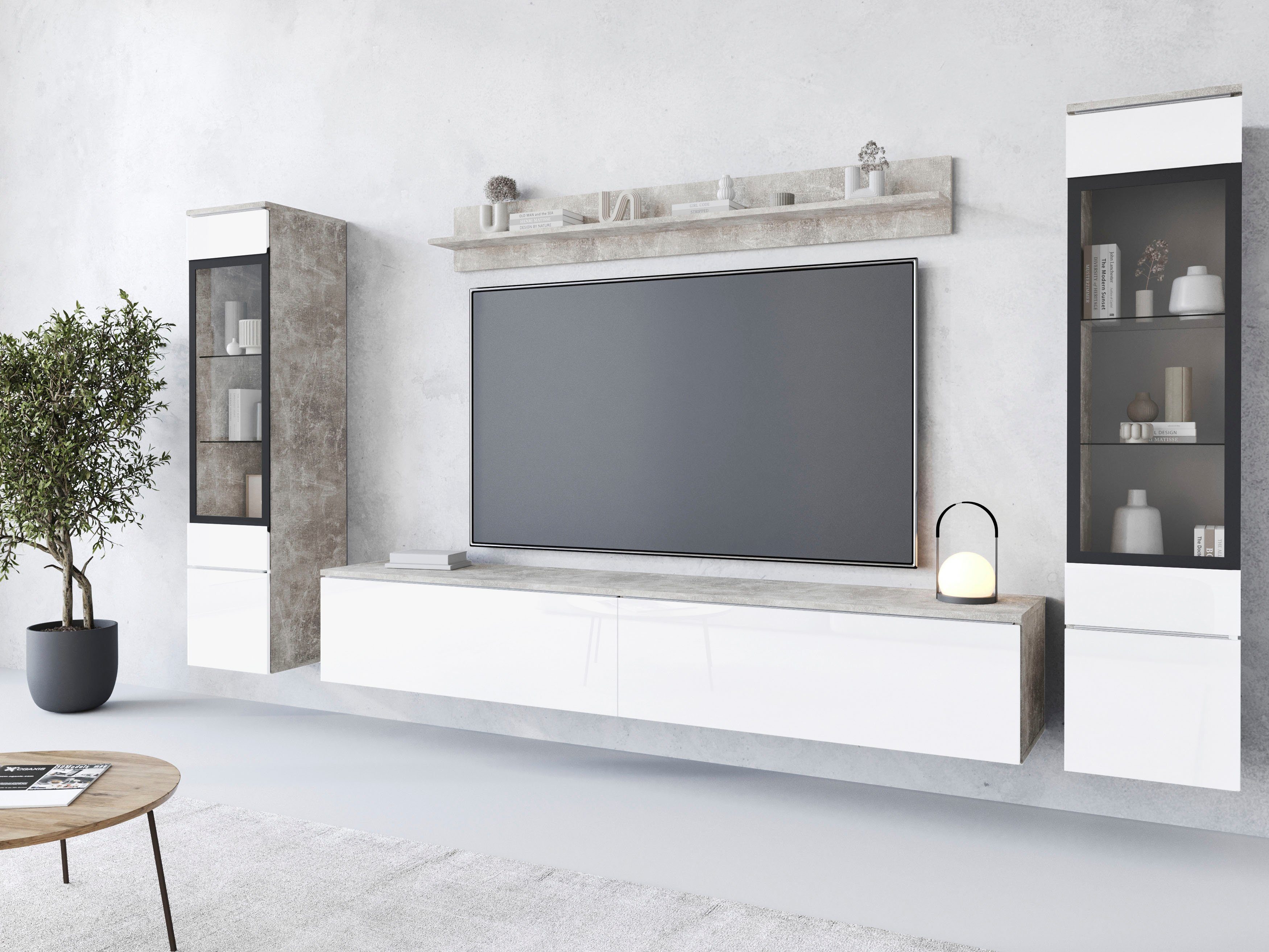 INOSIGN Wohnwand VERA II, Vitrinen Türanschlag wechselbar, (Komplett-Set, 4 günstig online kaufen