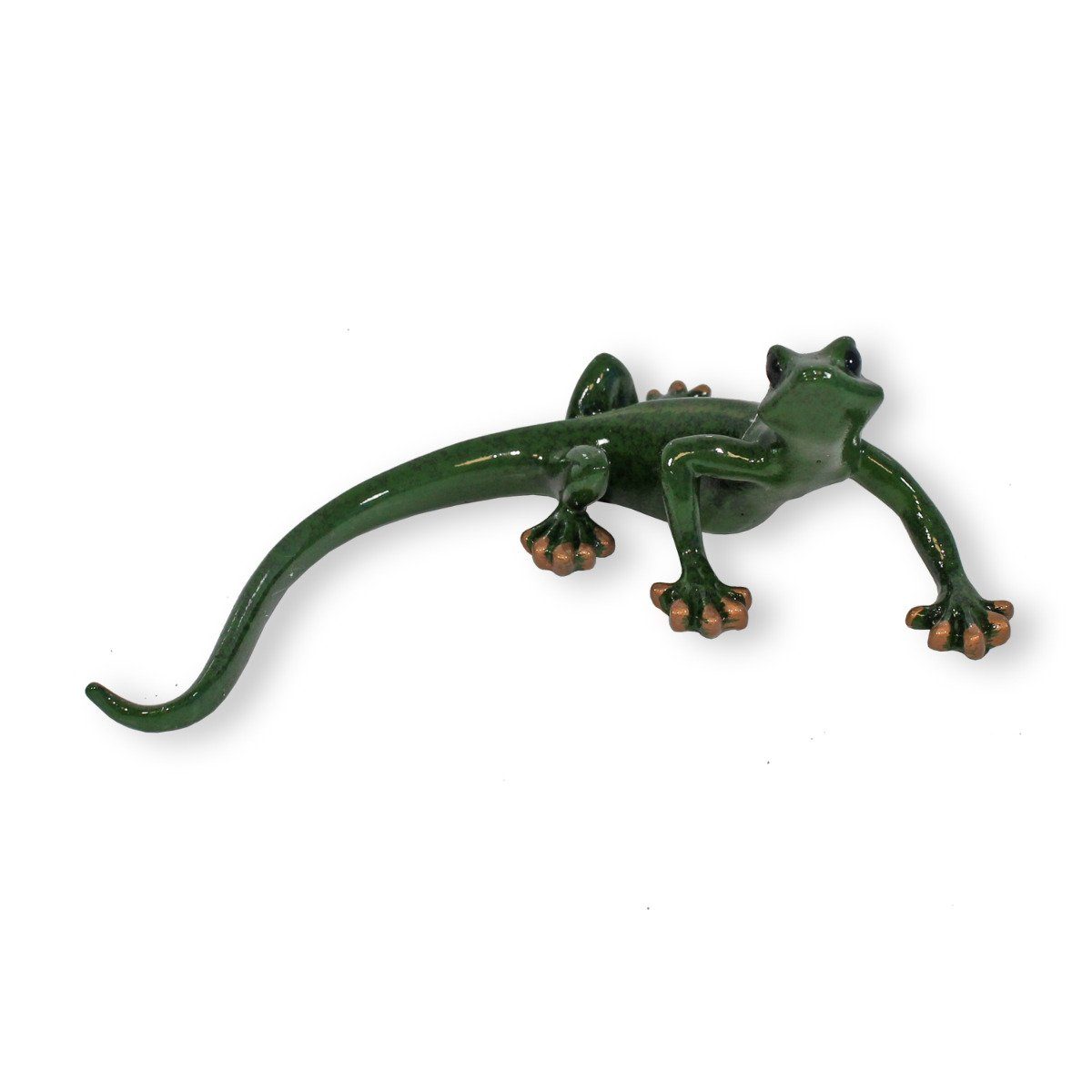colourliving Dekofigur Deko Salamander Figur grüne Echse Tierfigur, Handbemalt, Wetterfest, glänzende Oberfläche