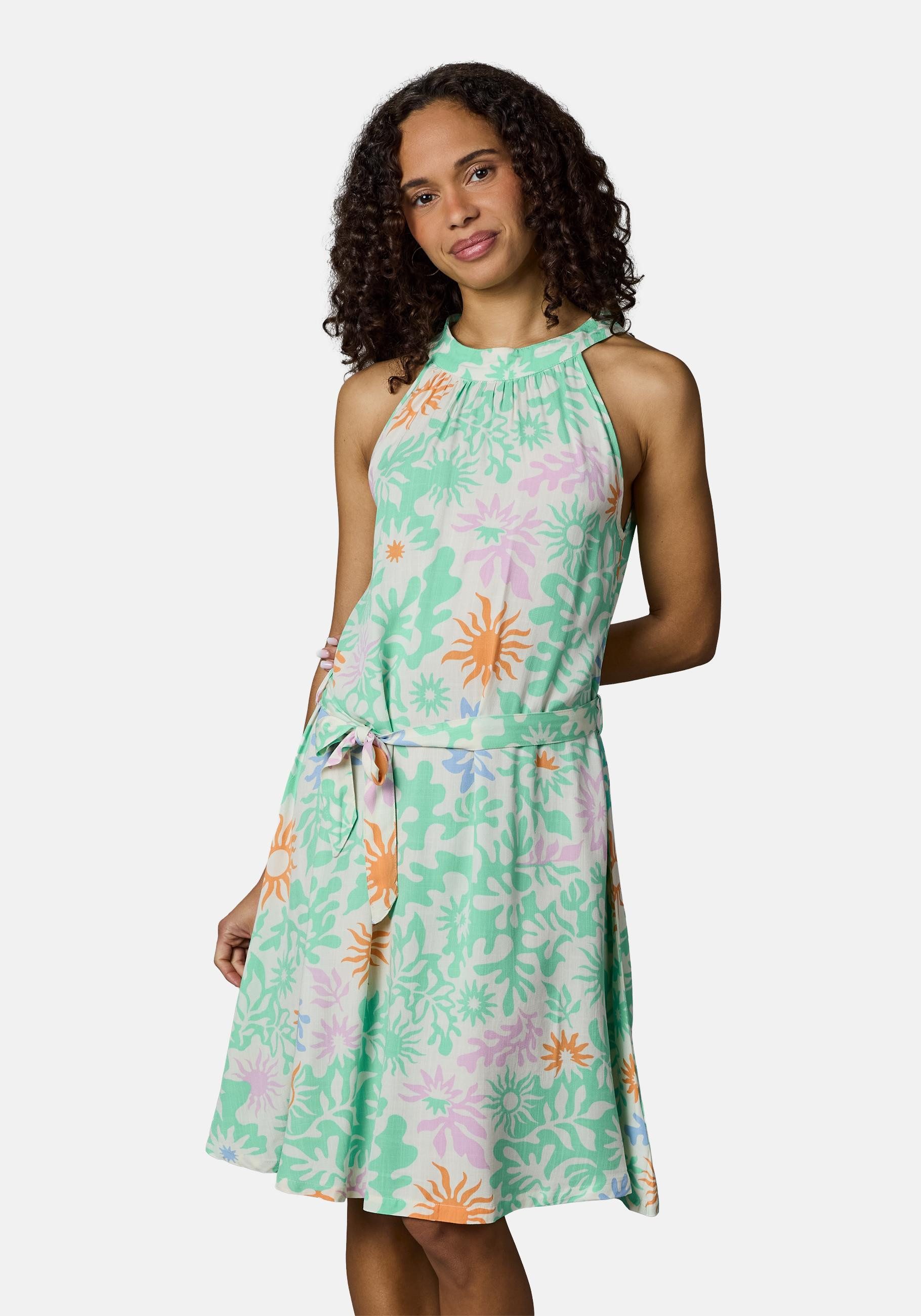 Ragwear A-Linien-Kleid Angylee Print YOUMODO Leichtes Sommerkleid mit Bindegürtel