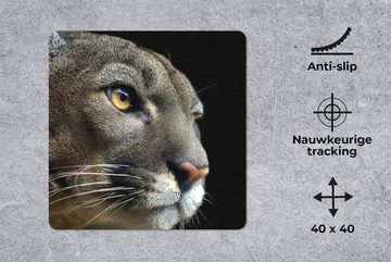 MuchoWow Gaming Mauspad Cougar - Augen - Schwarz (1-St), Mousepad mit Rutschfester Unterseite, Gaming, 40x40 cm, XXL, Großes