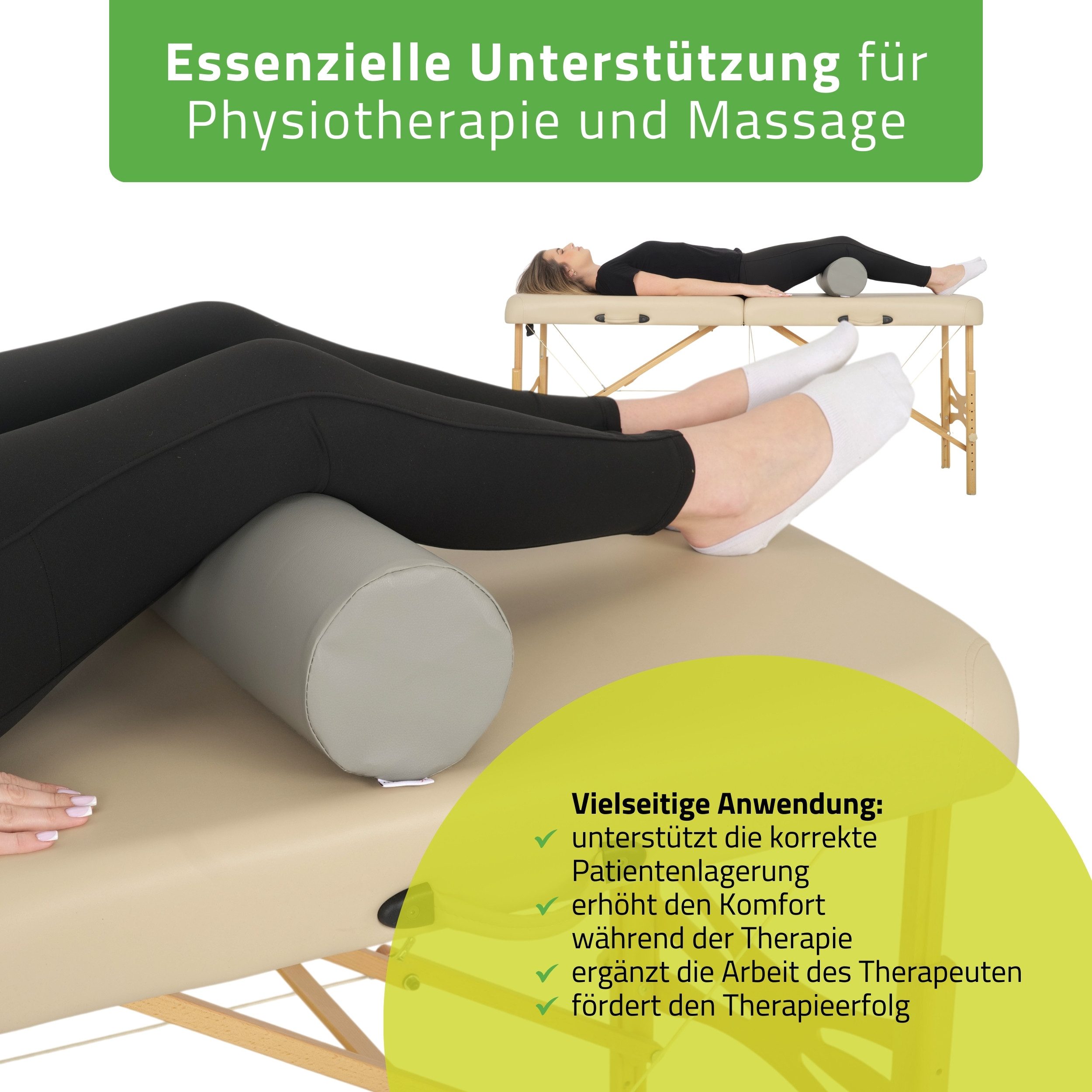 Habys Massageliege Vollrolle Knierolle Lagerungsrolle für Behandlungsliege 15 x 60cm Yoga