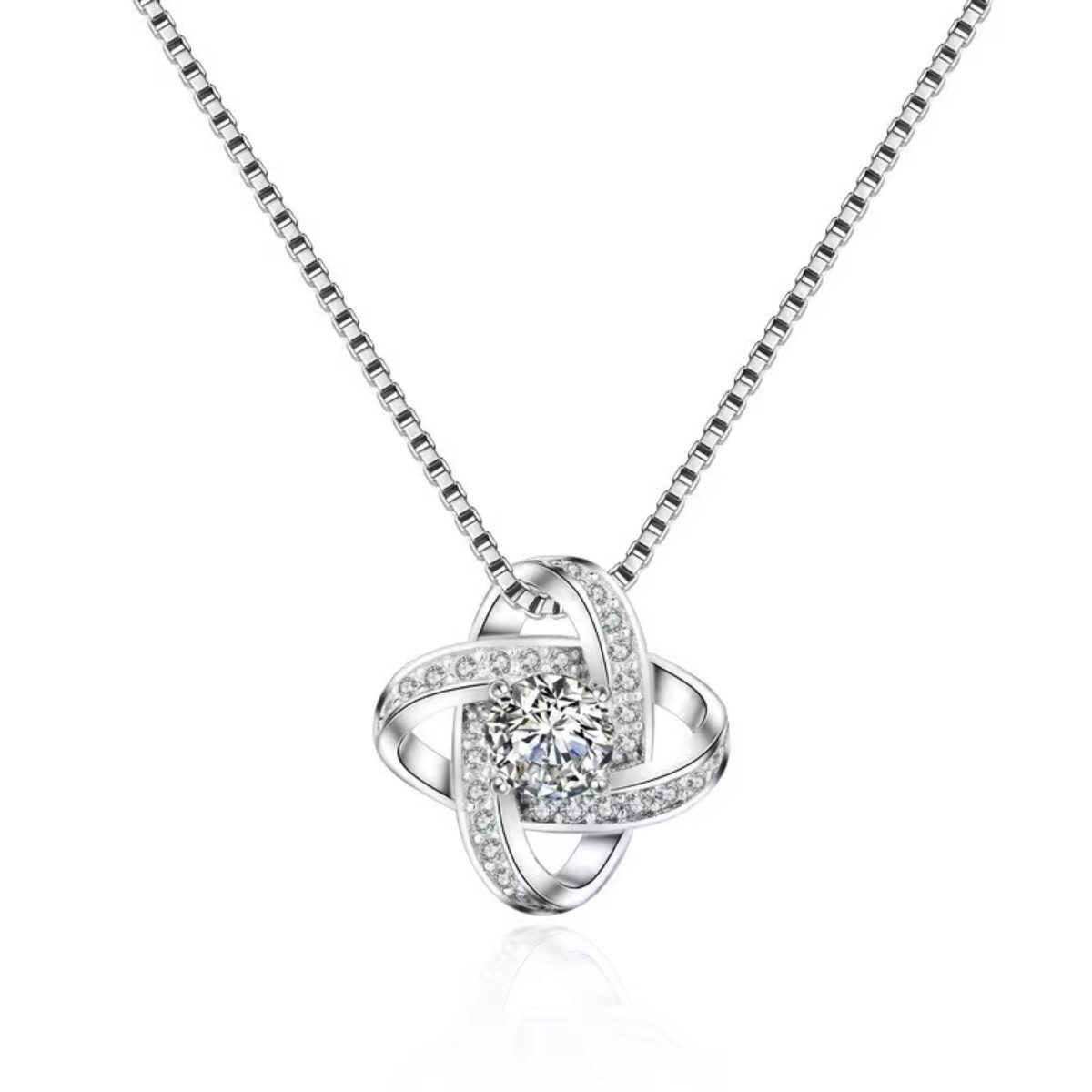 ELLAWIL Ohrring und Ketten Set Silberkette + Ohrringe dreifach Ring Anhänger Zirkonia Ohrstecker (Kettenlänge 40 cm verlängerbar um 5 cm, Sterling Silber 925), inklusive Geschenkschachtel