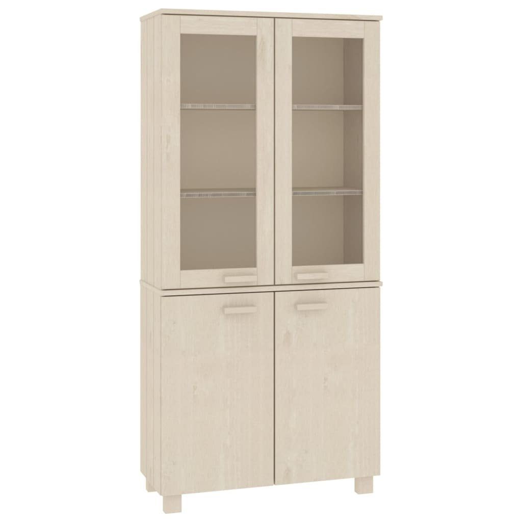 vidaXL Buffet-Vitrine aus Kiefer in Honigbraun mit 4 Türen, (B/H/T 85 x 180 x 35 cm)