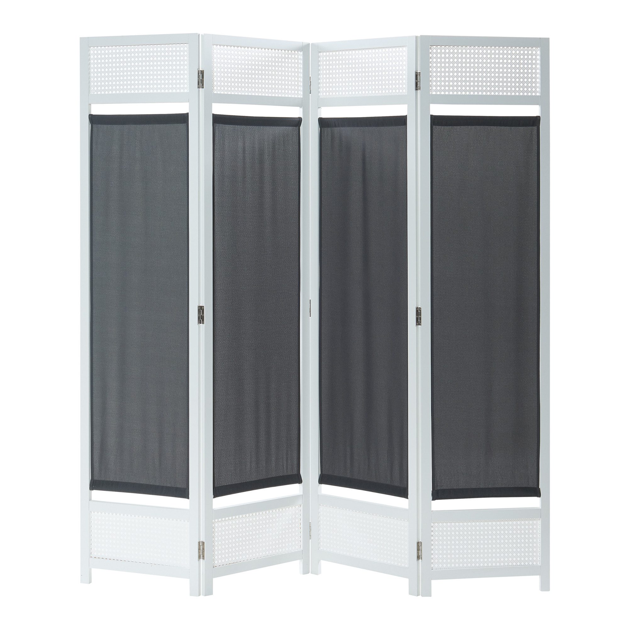 en.casa Paravent, Paravent »Dorotea« 4-teilig 160x170 cm Weiß/Dunkelgrau günstig online kaufen
