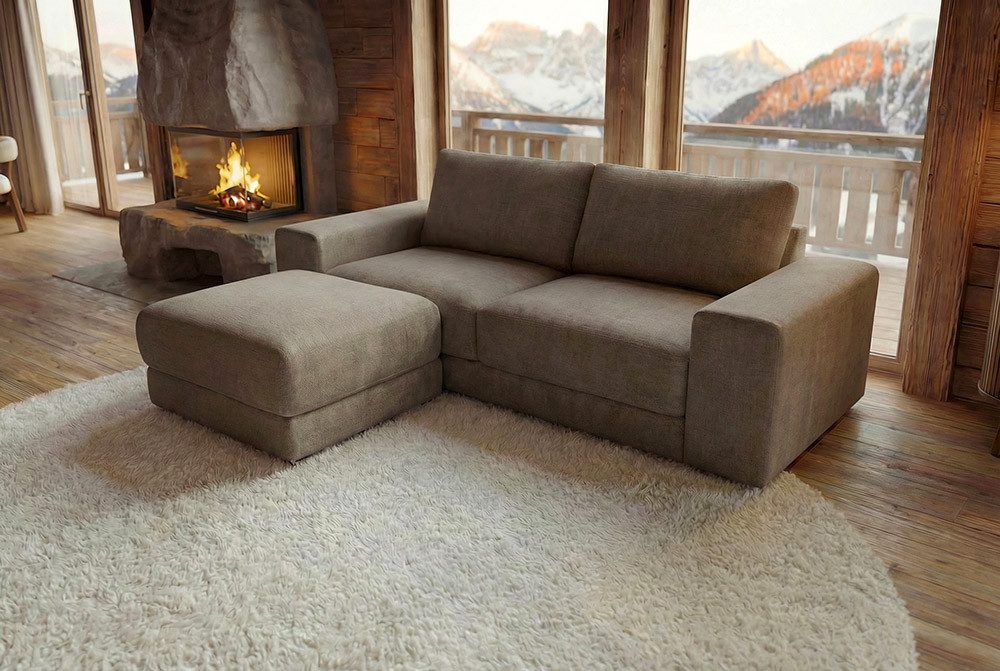 riess-ambiente 3-Sitzer LOFT 210cm taupe - Vogue Velours Samt, Taschenfederkern, Rundumbezug, Einzelartikel 1 Teile, Moderne Couch - ideal für Wohn- und Schlafz – Bild 5 von 5