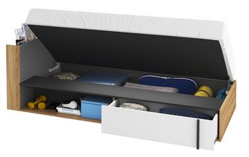 Feldmann-Wohnen Polsterbett Imola (Imola, 1-tlg., Bett mit Matratze), 90x200cm weiß graphit grau Salisbury Eiche