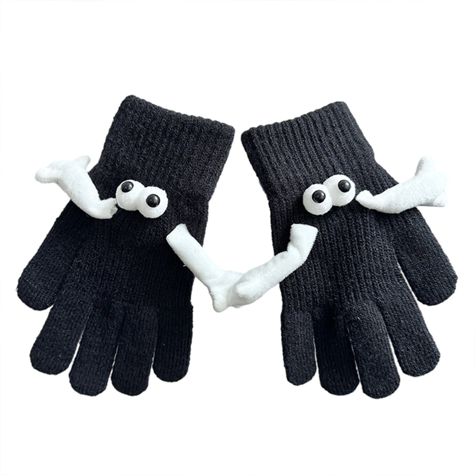 Meisterhaft Blusmart Strickhandschuhe Warme Strickhandschuhe Mit Handschuhe black Bequem, M Cartoon-Hand-in-Hand-Motiv