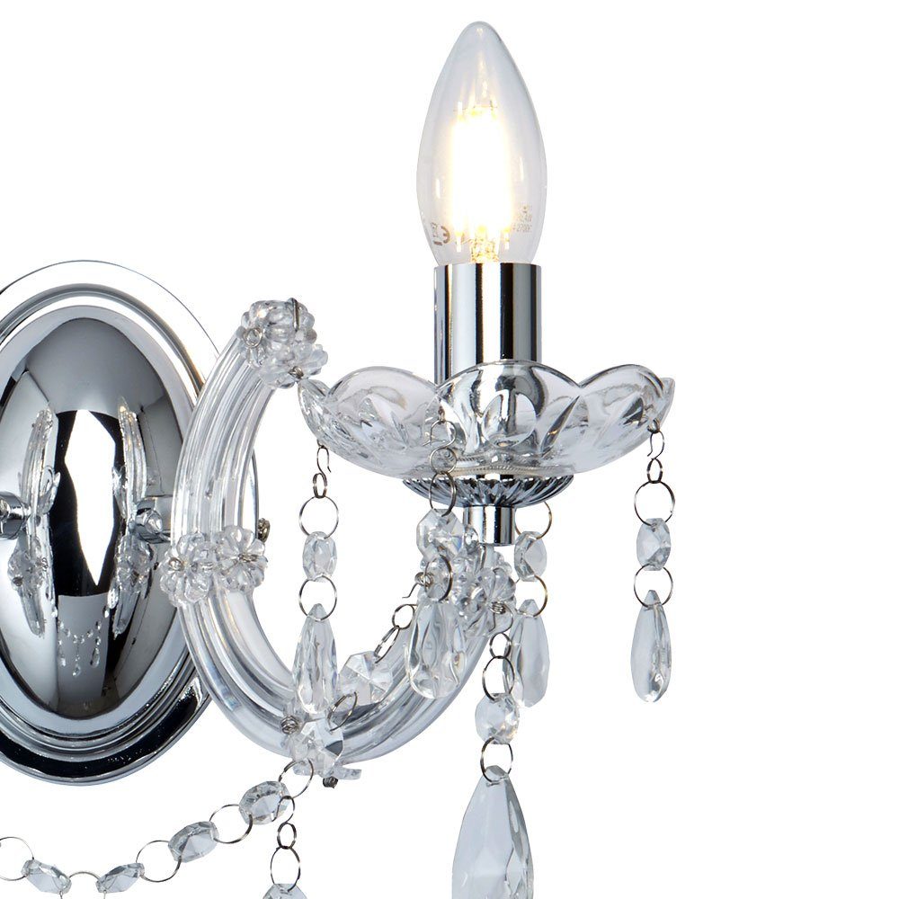 Wandleuchte, Leuchter etc-shop Glas Wand Zimmer Kristall Lampe Wohn Chrom Kron