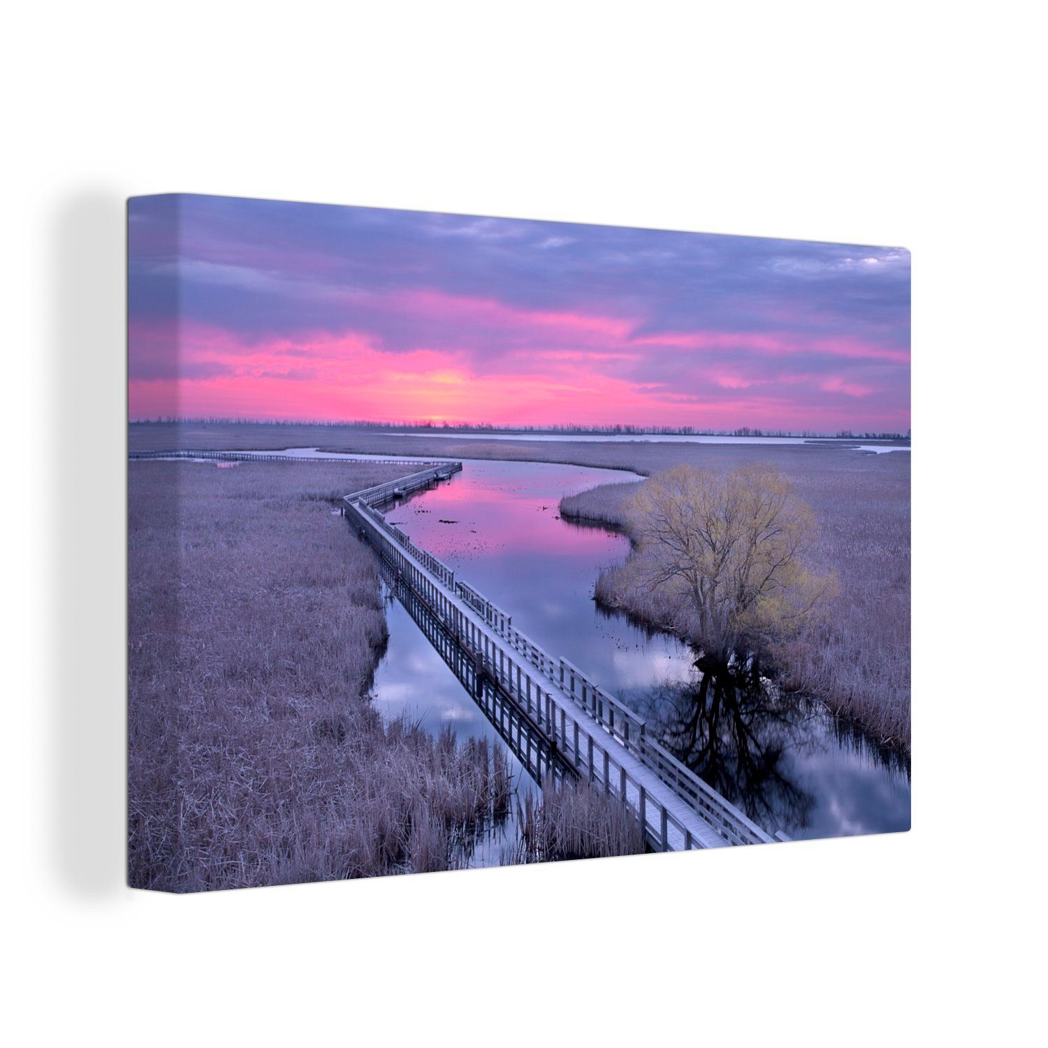 OneMillionCanvasses® Leinwandbild Farbenfroher Sonnenaufgang im kanadischen Point Pelee National Park, (1 St), Wandbild Leinwandbilder, Aufhängefertig, Wanddeko, 30x20 cm