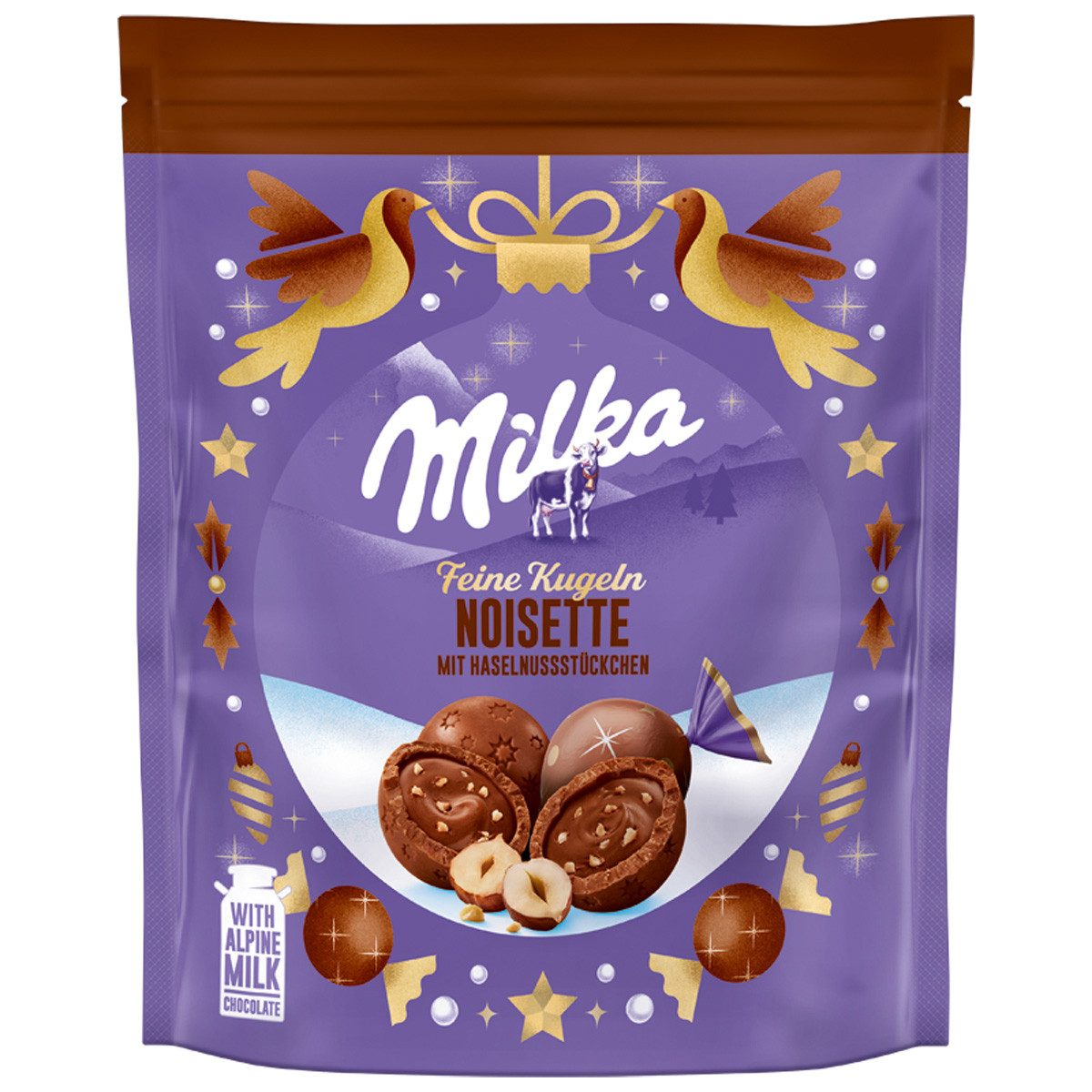 MILKA Schokolade, Milka Feine Kugeln Noisette Kugeln aus Alpenmilchschokolade 90g
