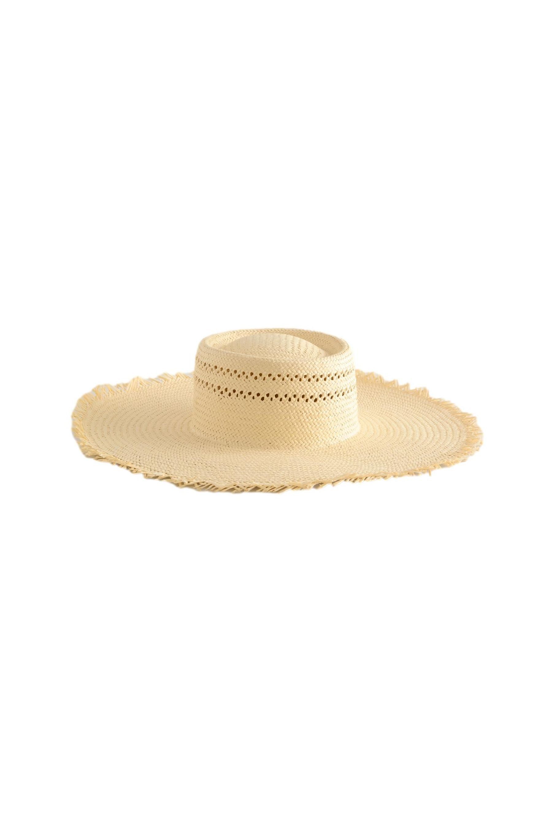 Strohhut Raffia-Schlapphut mit ausgefransten Rändern