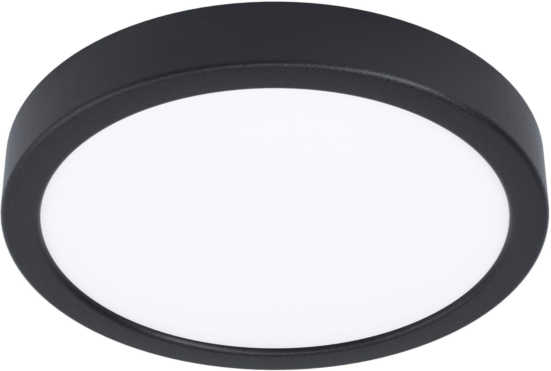 EGLO Aufbauleuchte Fueva 6 Deckenleuchte, Badlampe Decke, Kunststoff, Deckenbeleuchtung, mehrere Helligkeitsstufen, LED fest integriert, Neutralweiß, Kaltweiß, Warmweiß, Aufbauleuchte - H2,5 x Ø21,1 cm - schwarz - 11,5W inkl.