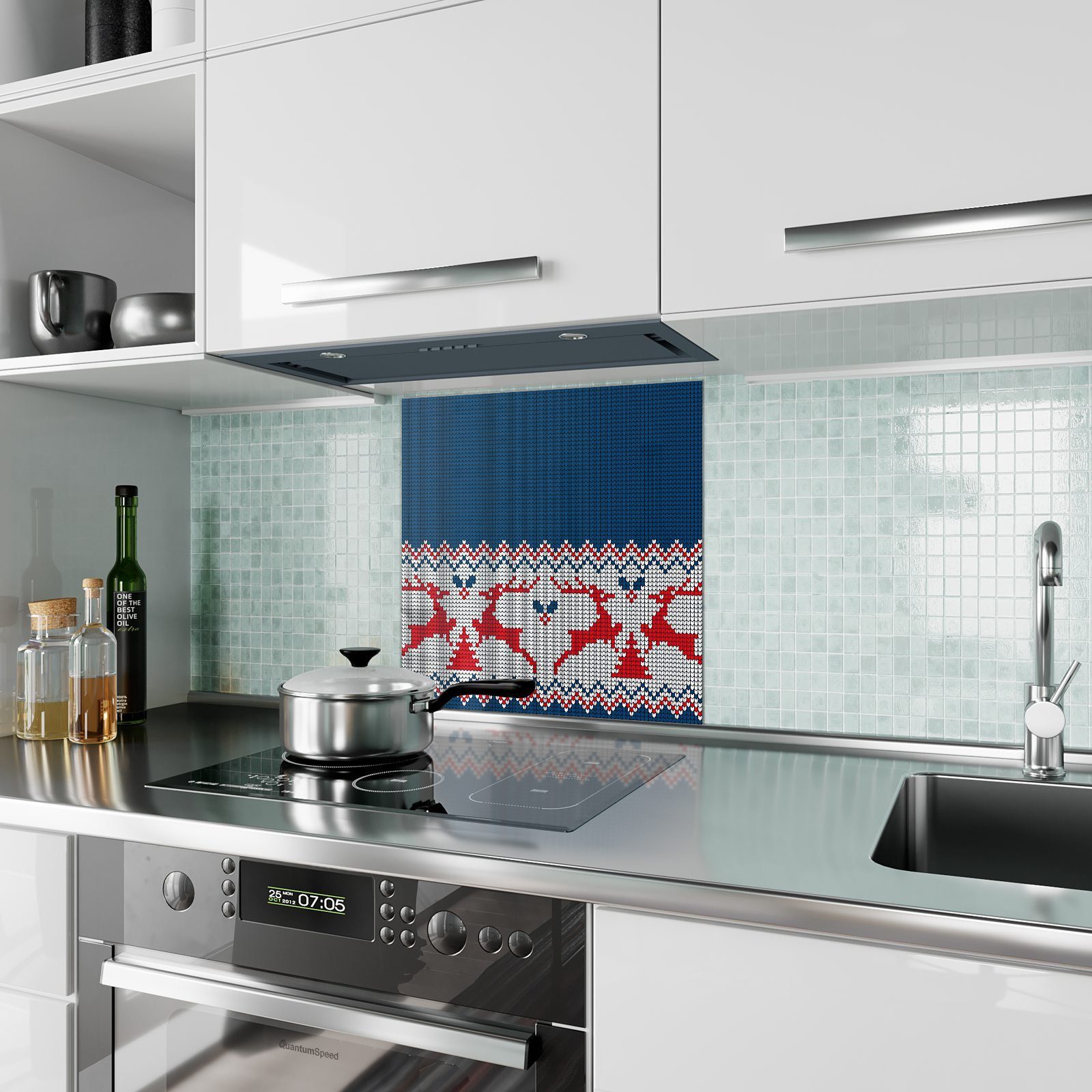 Primedeco Küchenrückwand Küchenrückwand Spritzschutz mit Weihnachtsmuster Glas Motiv