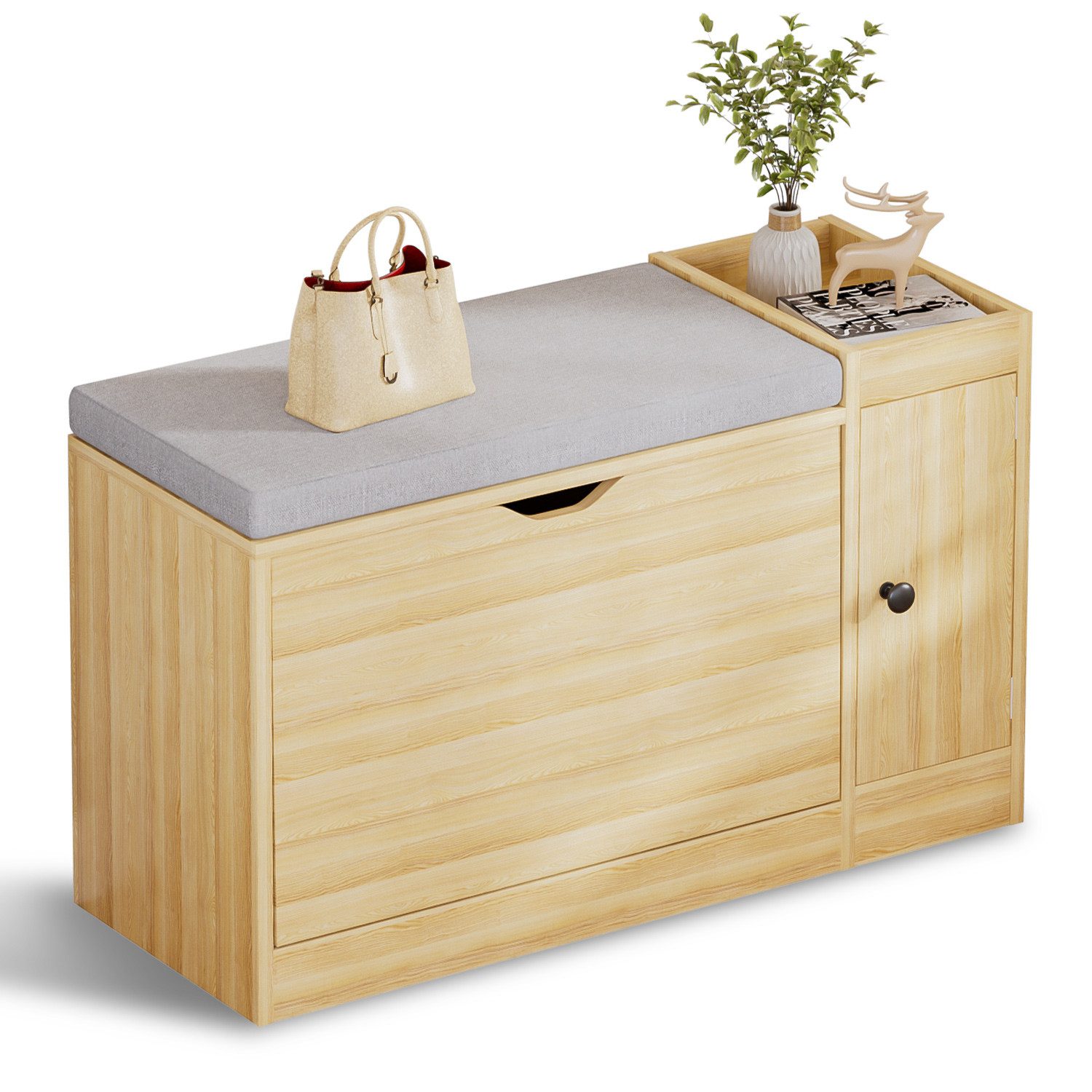 Yorbay Schuhschrank Multifunktionaler Schuhbank mit Sitzkissen 80x30x50 cm, belastbar bis 80 kg, für Flur, Wohnzimmer, Diele